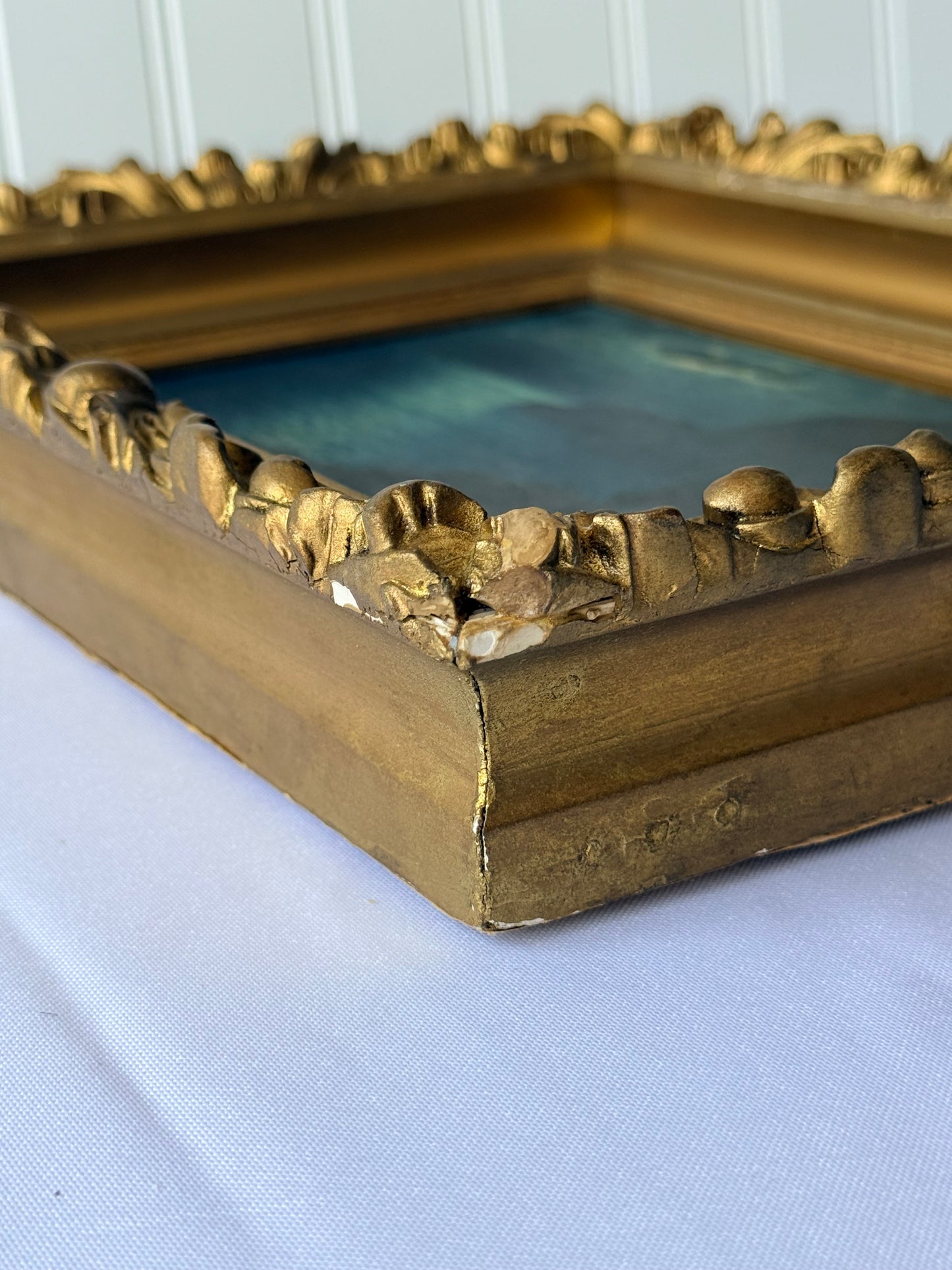 Framed Seascape Oil Painting, 15”