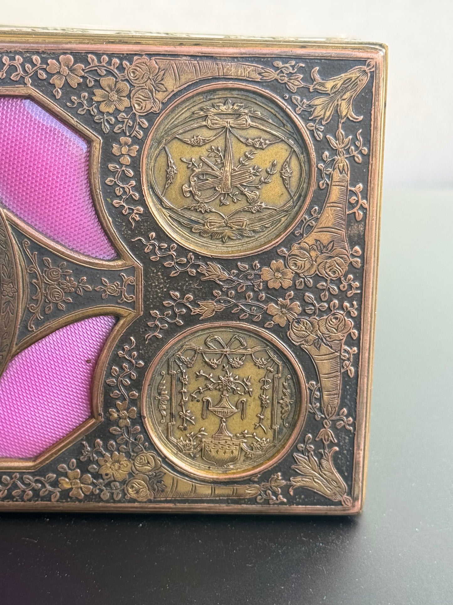 French Bronze Enamel Jewelry Box with Miniature Painting