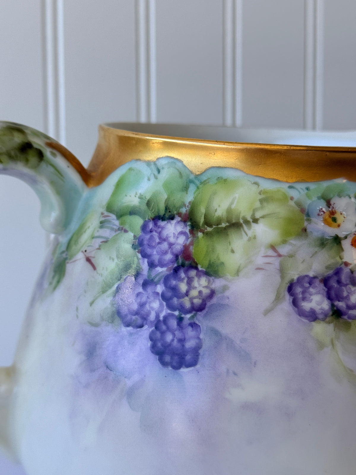 Limoges French Blackberry Hand Painted Pitcher