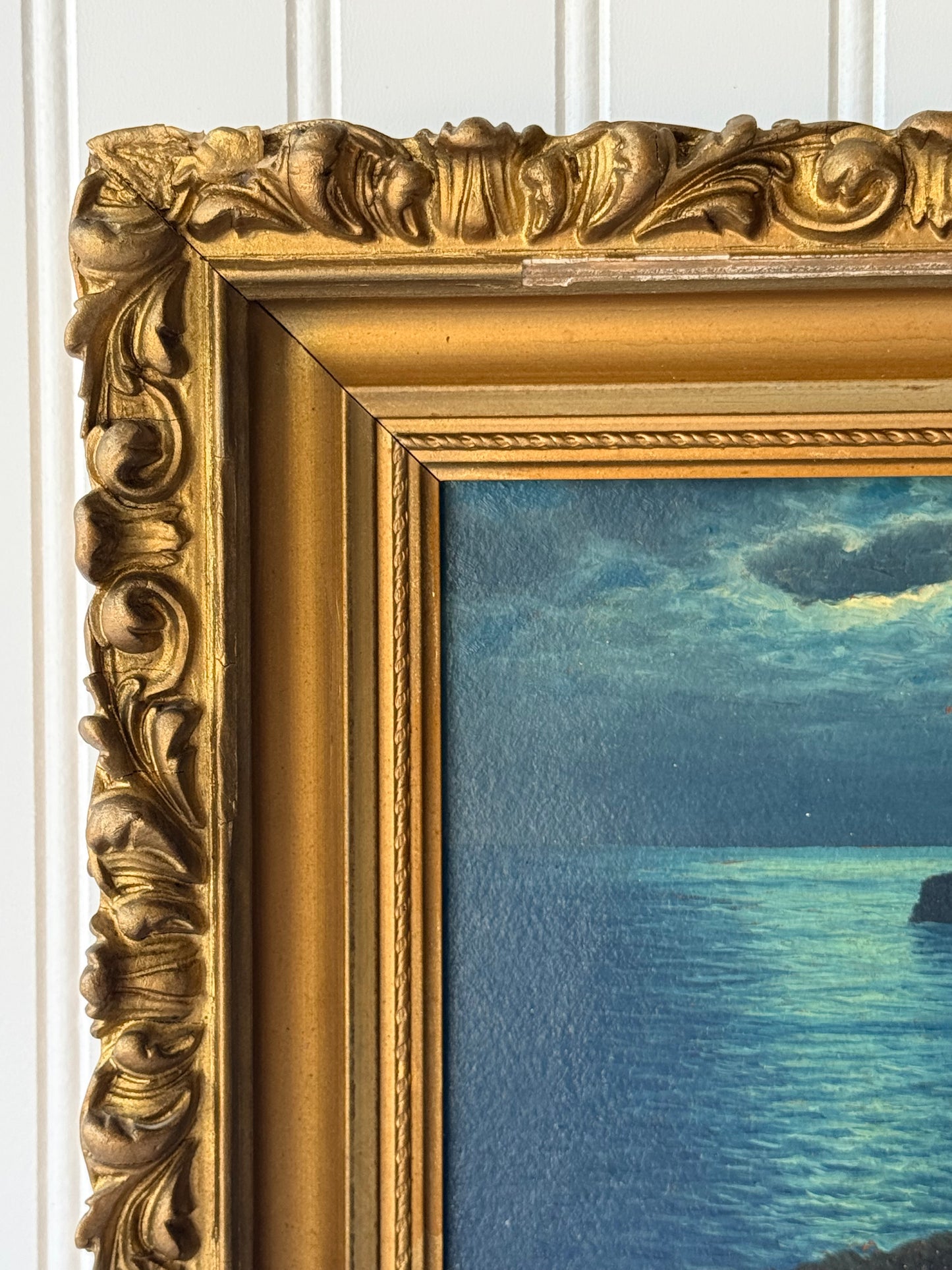 Framed Seascape Oil Painting, 15”