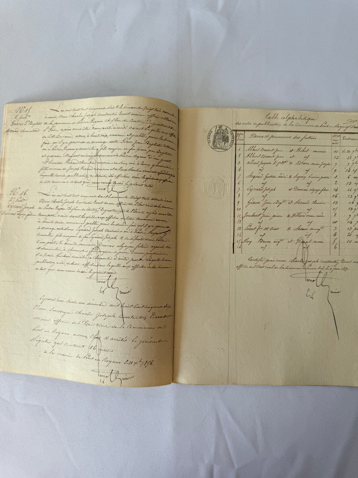 French Publication of Marriage, 1856, Saint Marcellin DSM Vintage