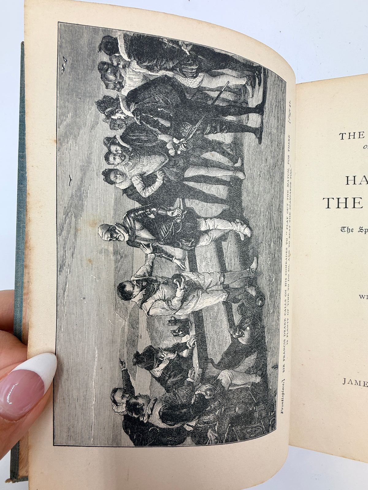 Half Hours On the Quarter Deck, Antique English White Vellum Book
