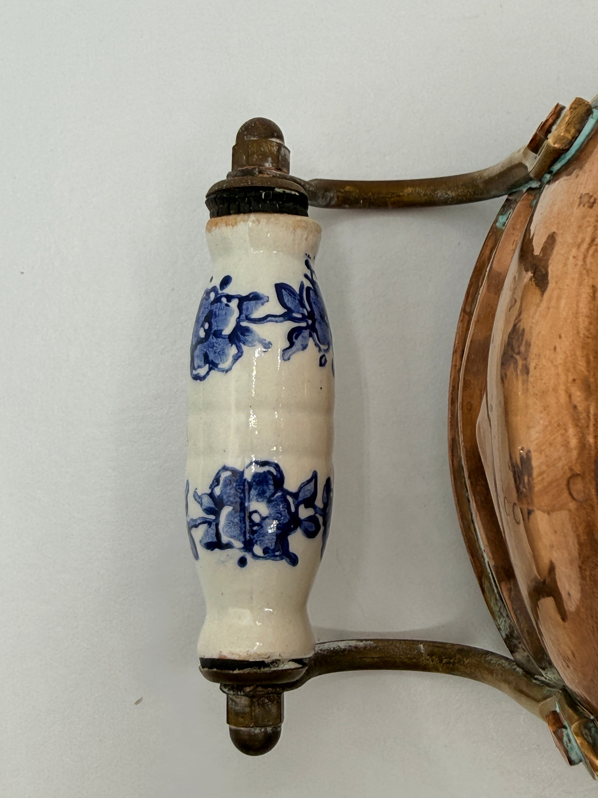 Small Copper Jardinere Planter with Delft Style Handles