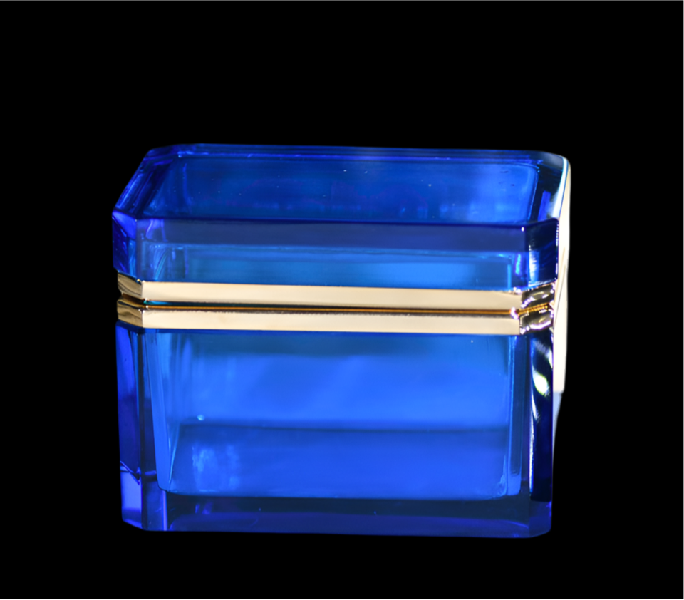 Murano Style Blue Opaline Jewelry Box