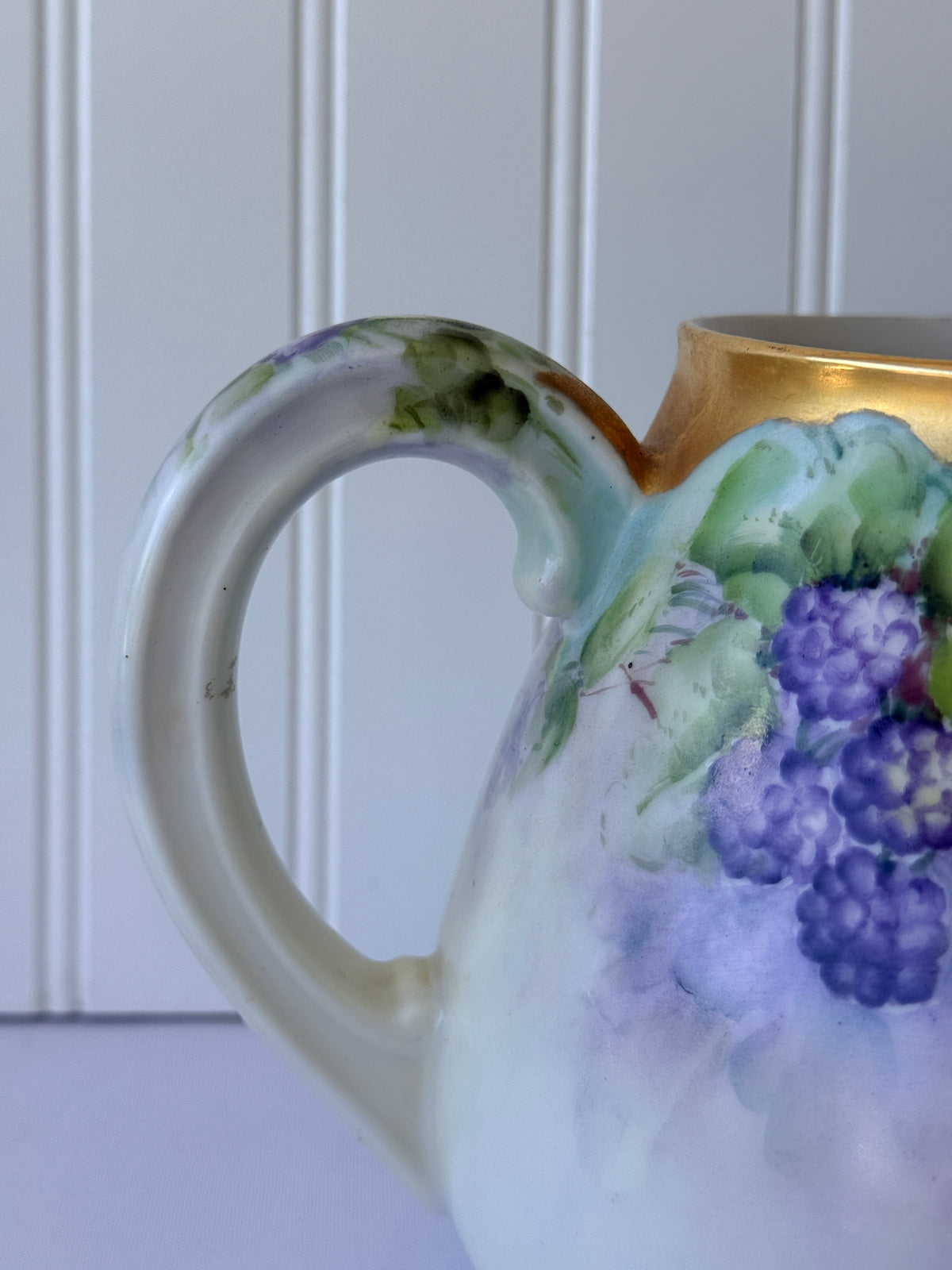 Limoges French Blackberry Hand Painted Pitcher
