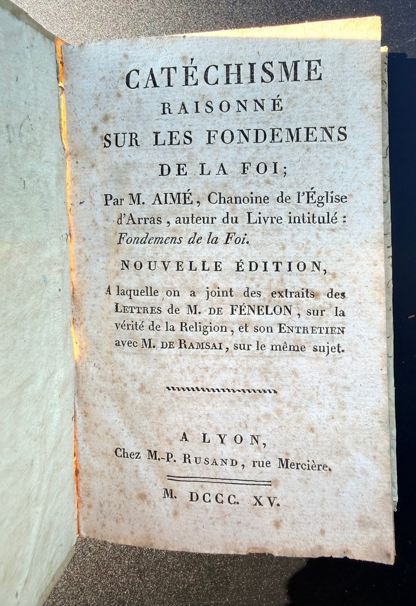 Catchism: Reasoning on the Foundations, 1815, French