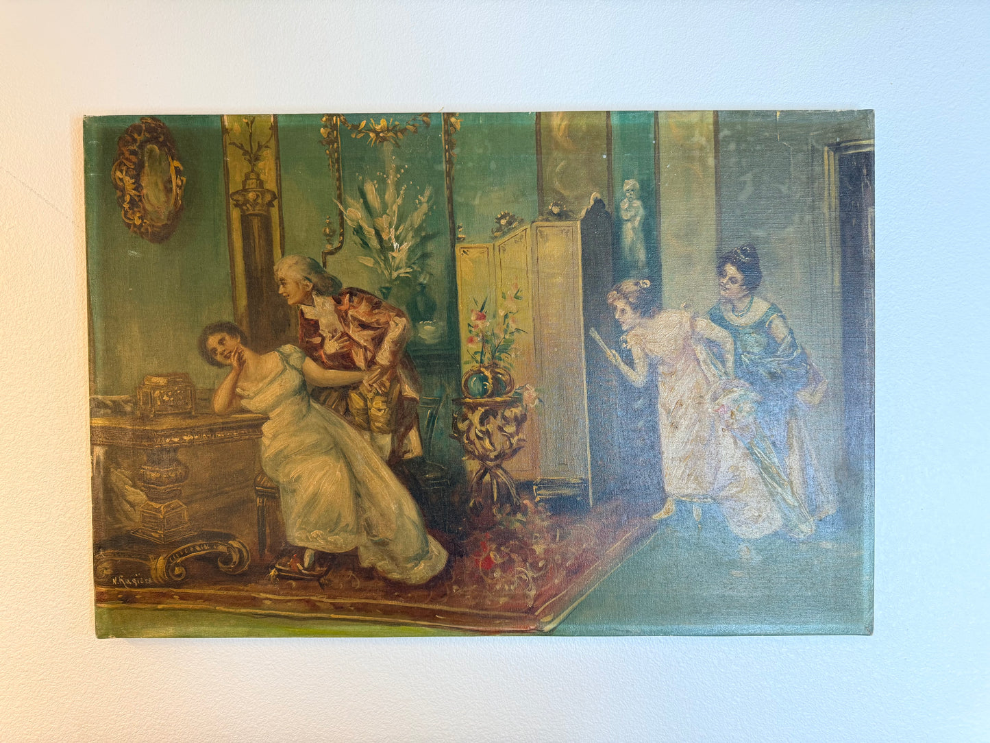 European Antique Oil Painting, 24”