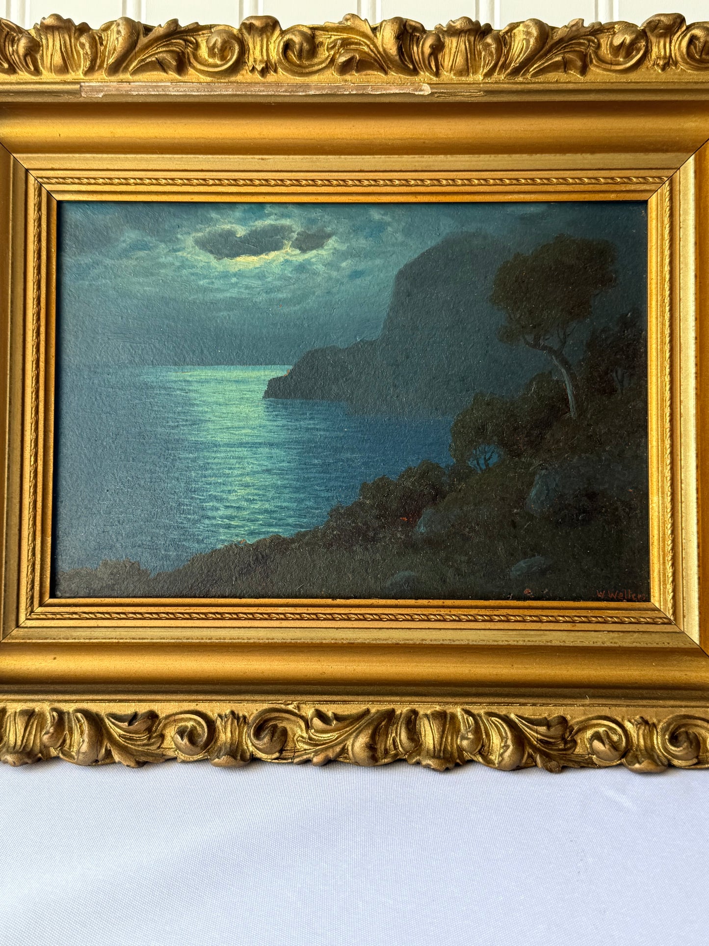 Framed Seascape Oil Painting, 15”