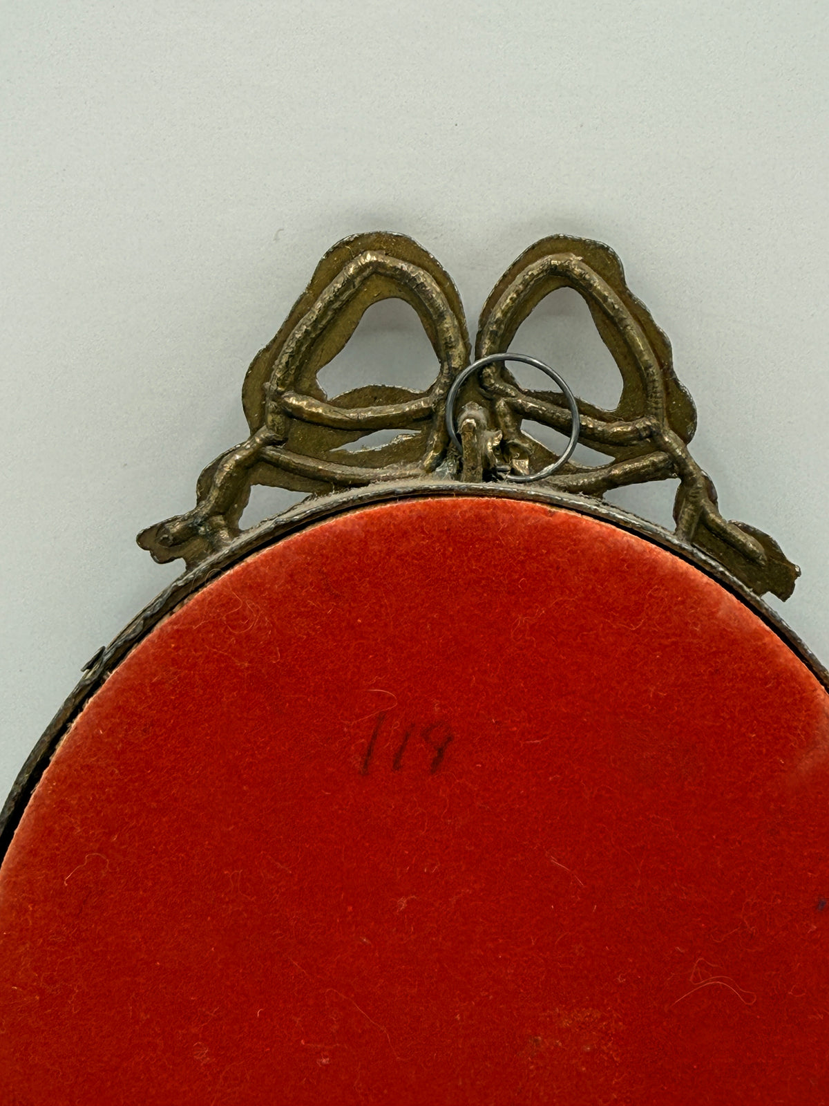 Italian Vintage Bow Frame with Christian Print of Young Girl, 5"