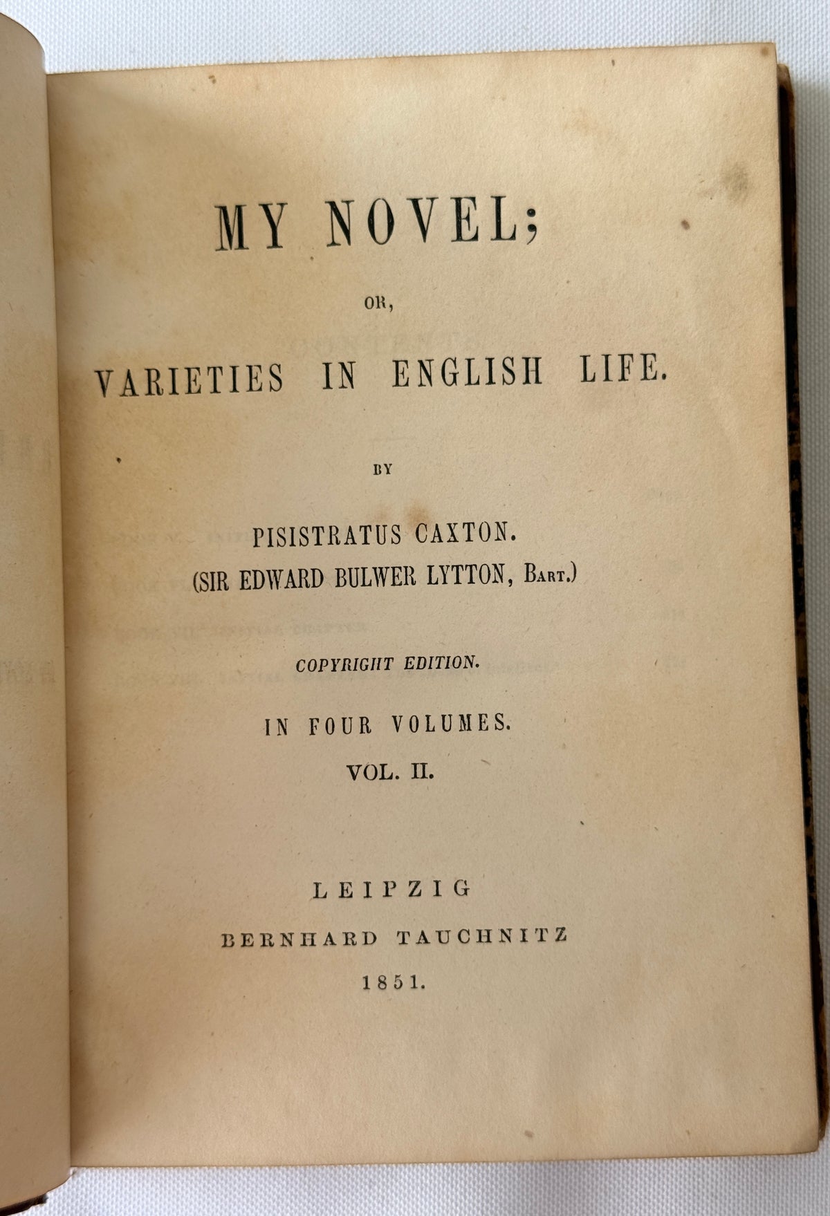 My Novel by Sir Edward Bulwer Lytton, 1851