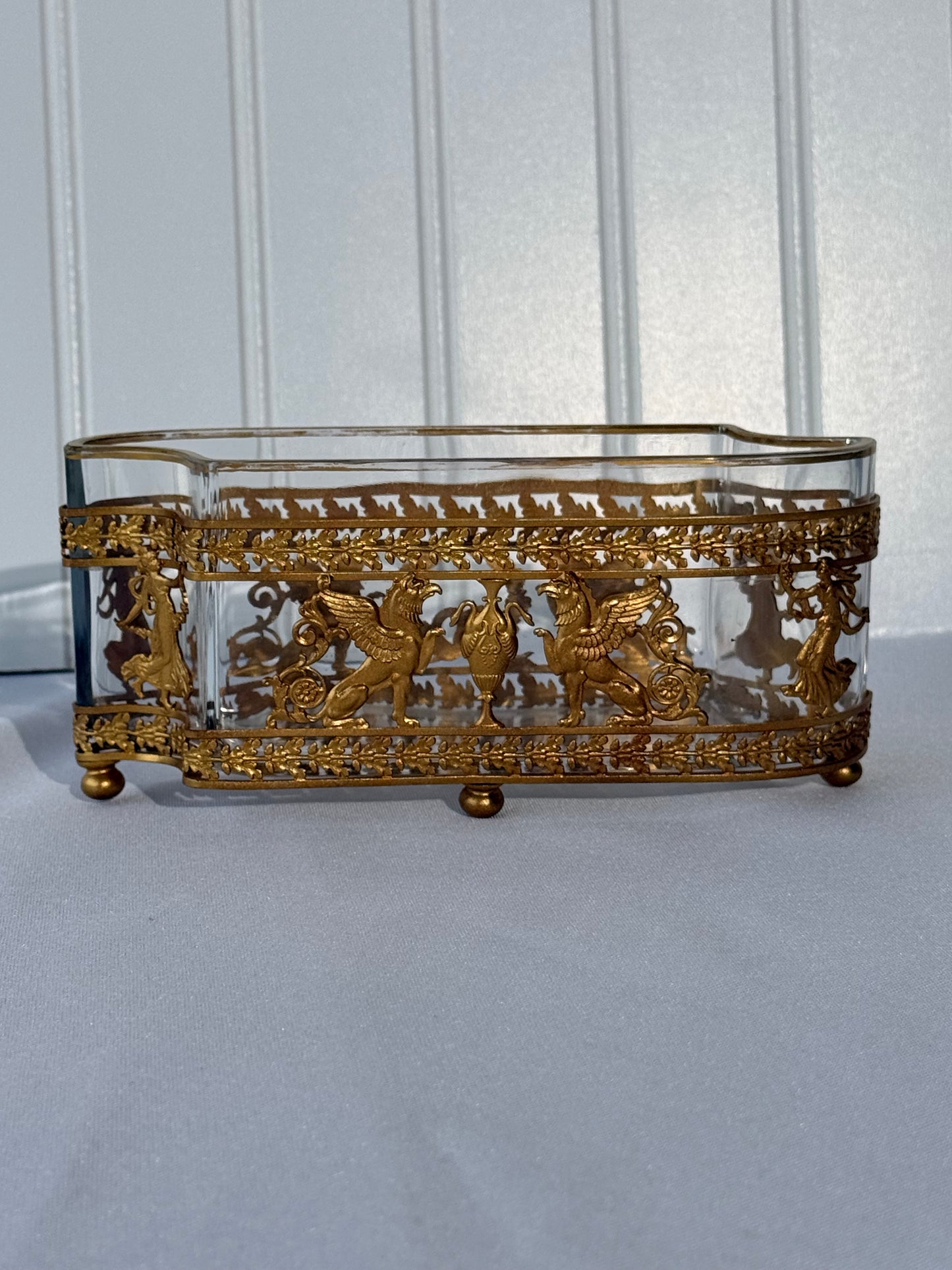 French Neoclassical Gilt Bronze and Crystal Jardiniere Container