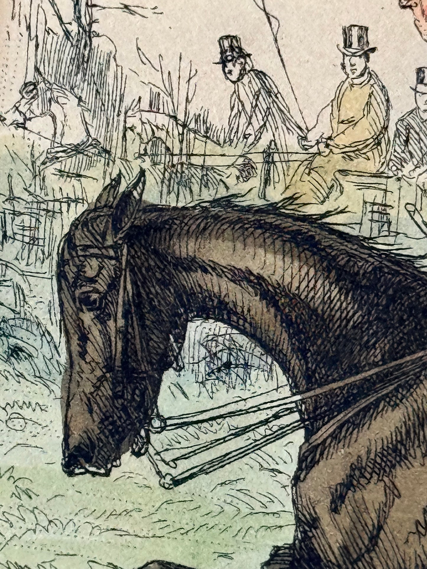 John Leech Equestrian Etching, 1850’s