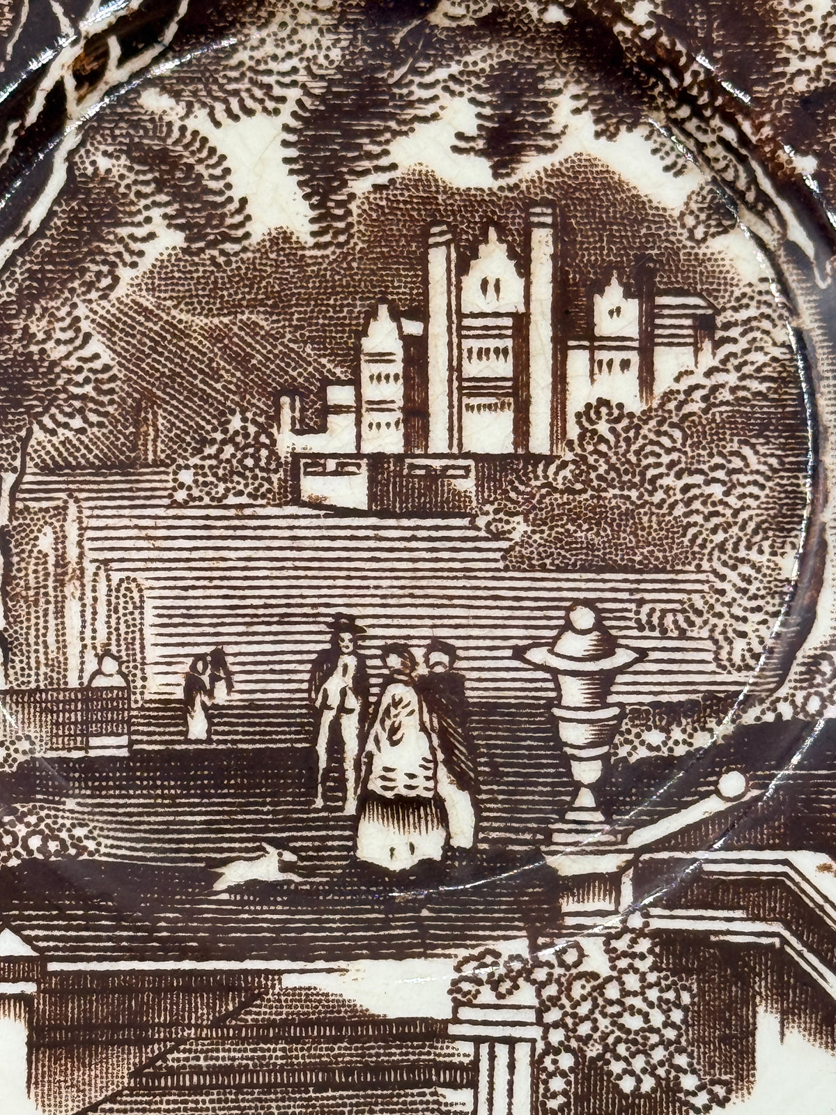 Vista English Brown Transferware Plate, Mason