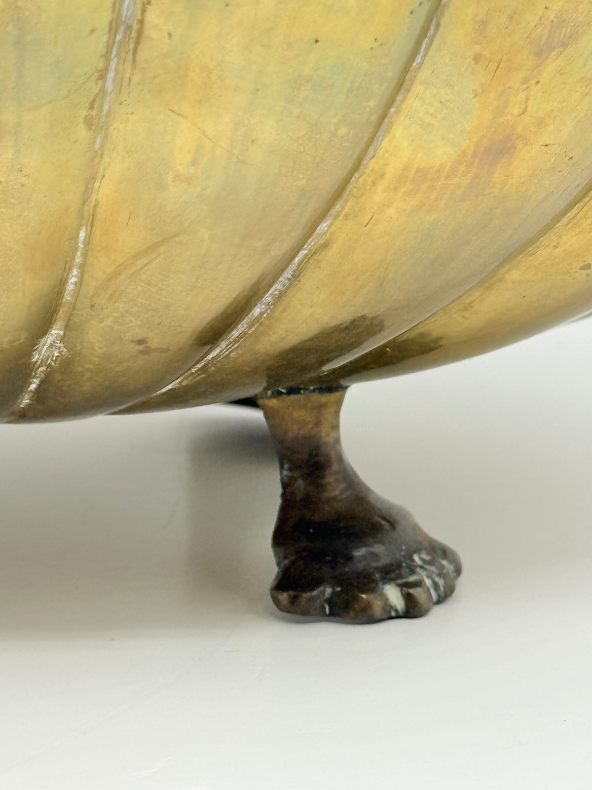 Brass Footed Bowl with Lion Mask Handles, 13"