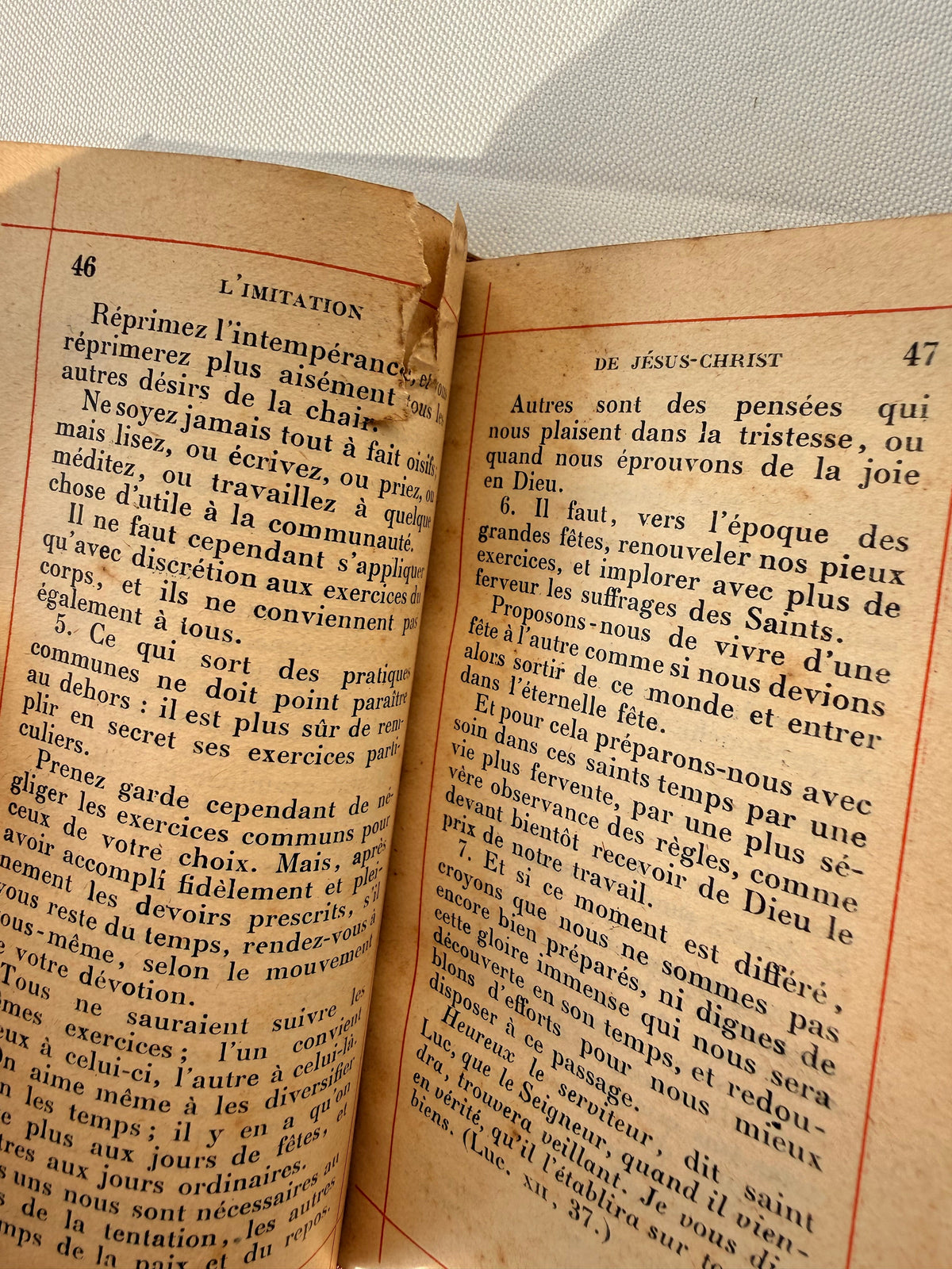 French Leather Prayer Book, L’Imitation de Jesus Christ DSM Vintage