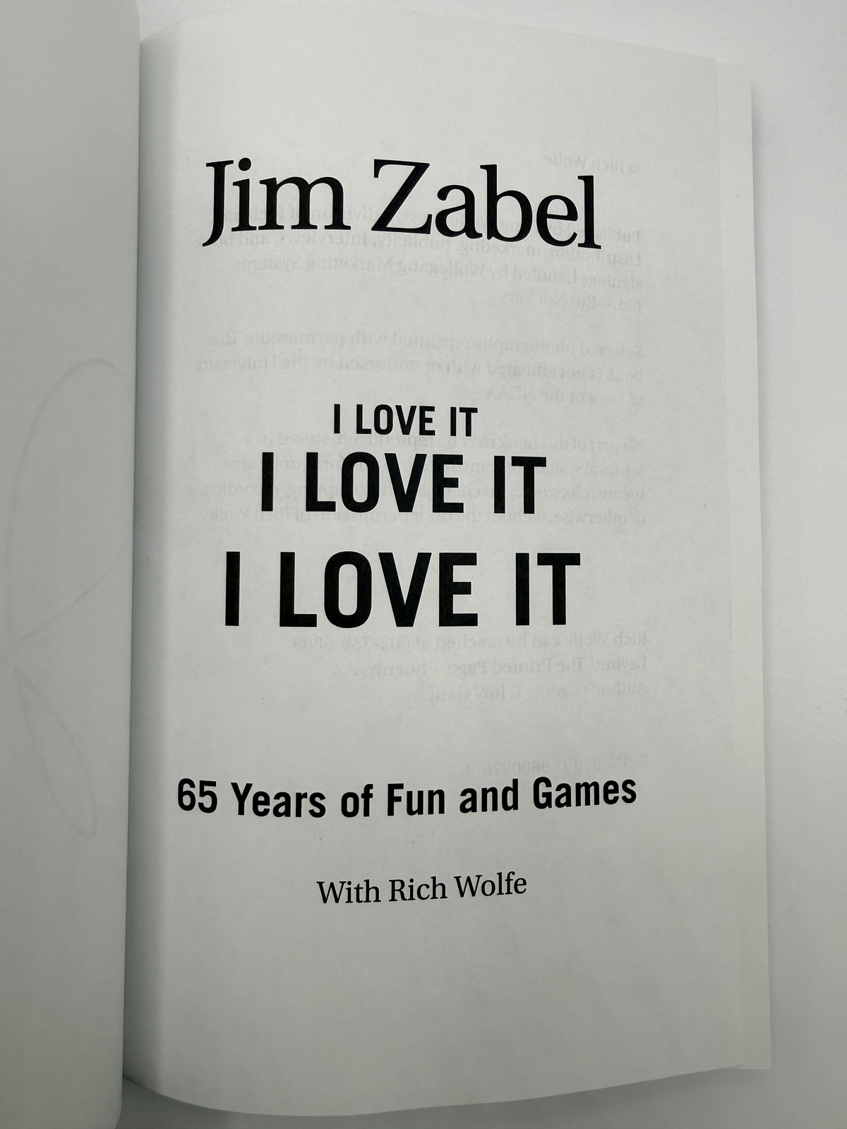 Jim Zabel, I Love It book, Signed