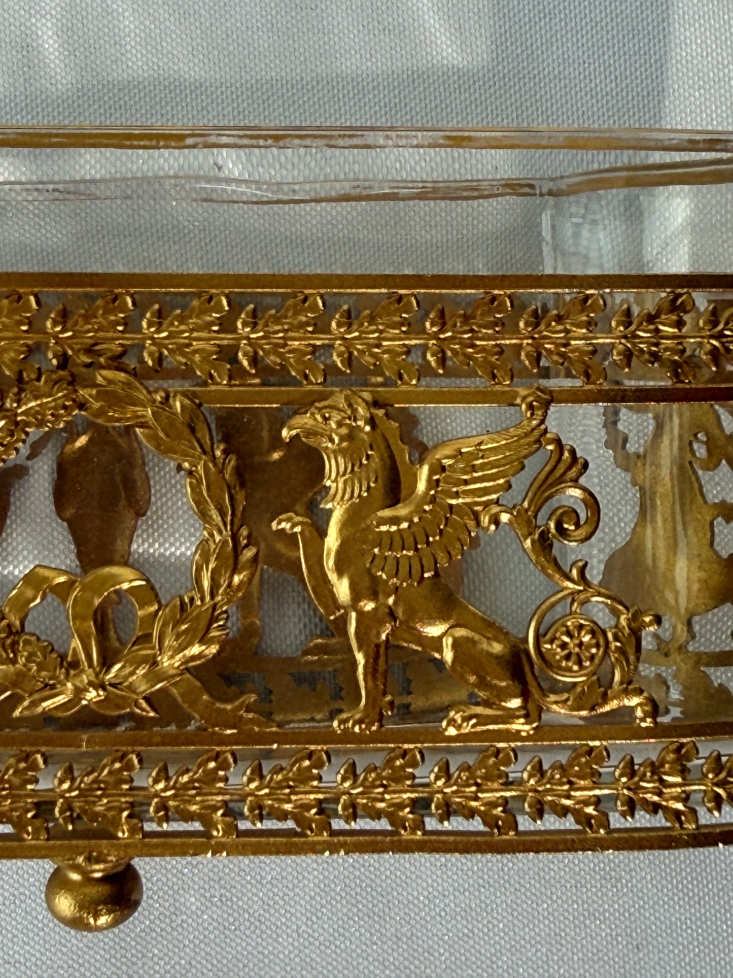 French Neoclassical Gilt Bronze and Crystal Jardiniere Container