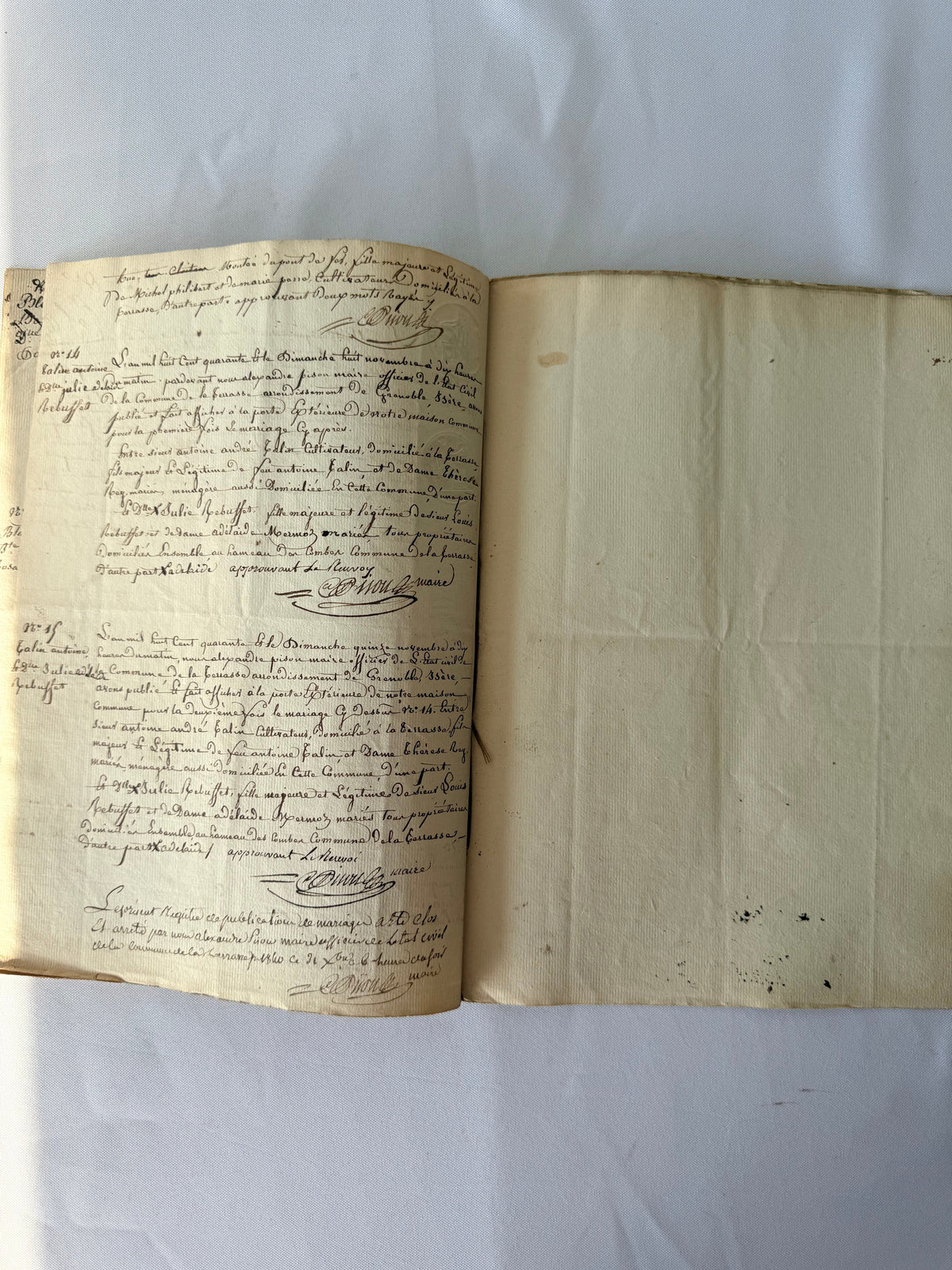 French Publication of Marriage, 1840, Grenoble DSM Vintage