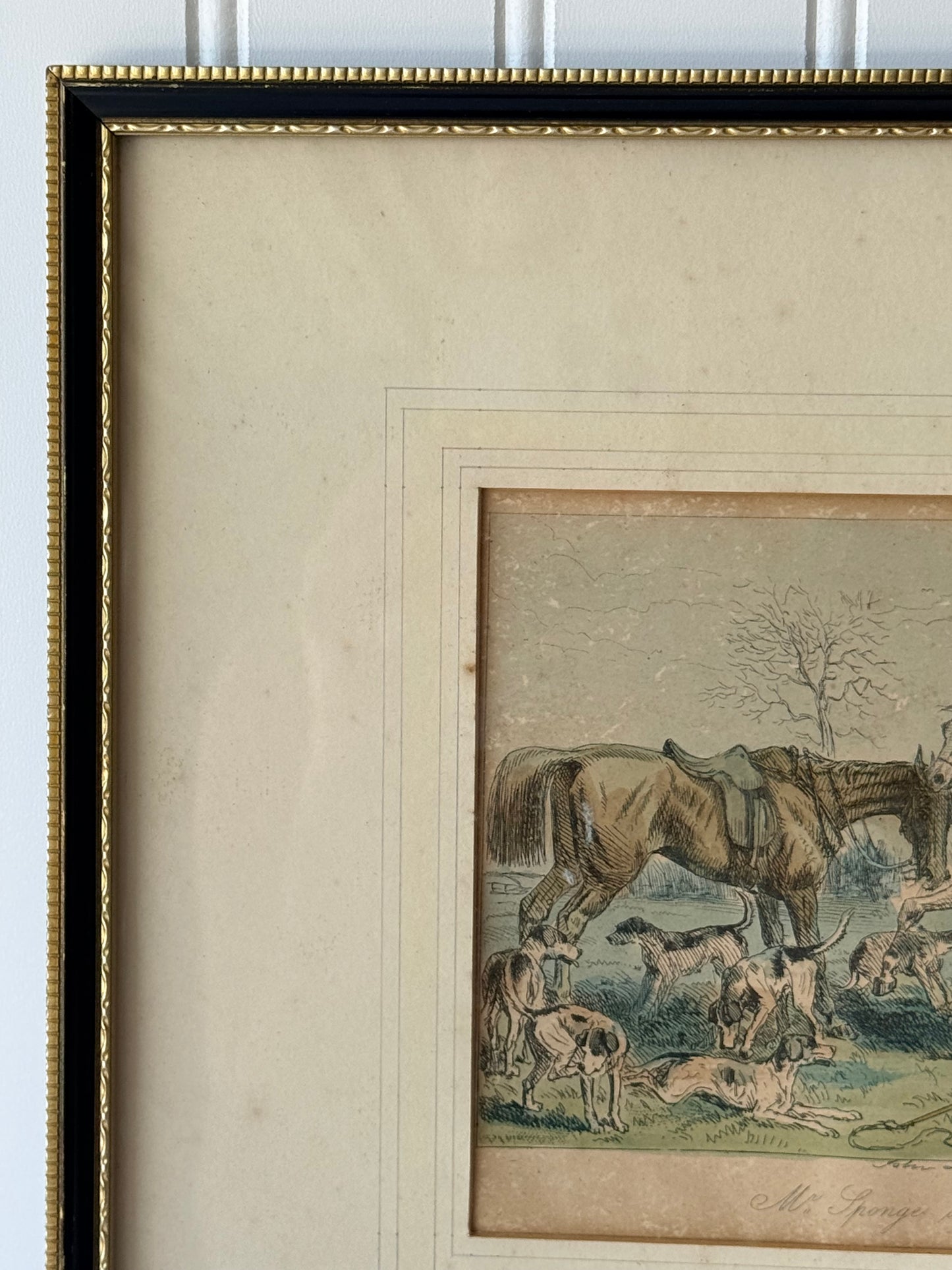 John Leech Framed Engraving, 1850’s, Mr Sponge Declares Himself