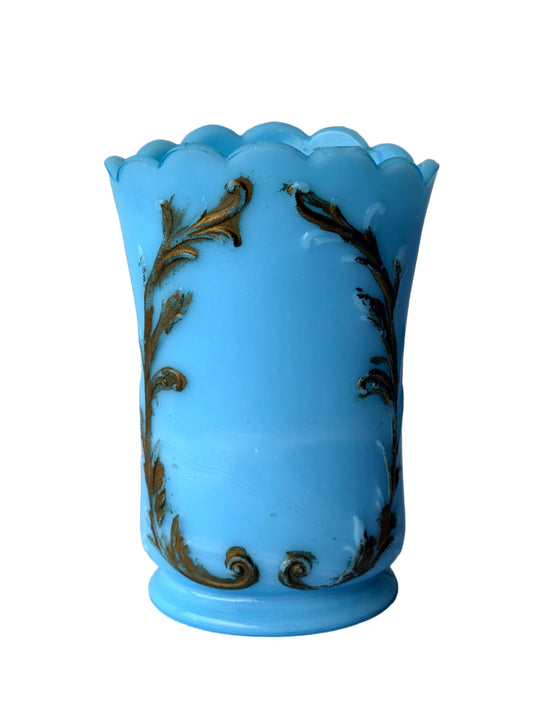 Blue opaline vanity container