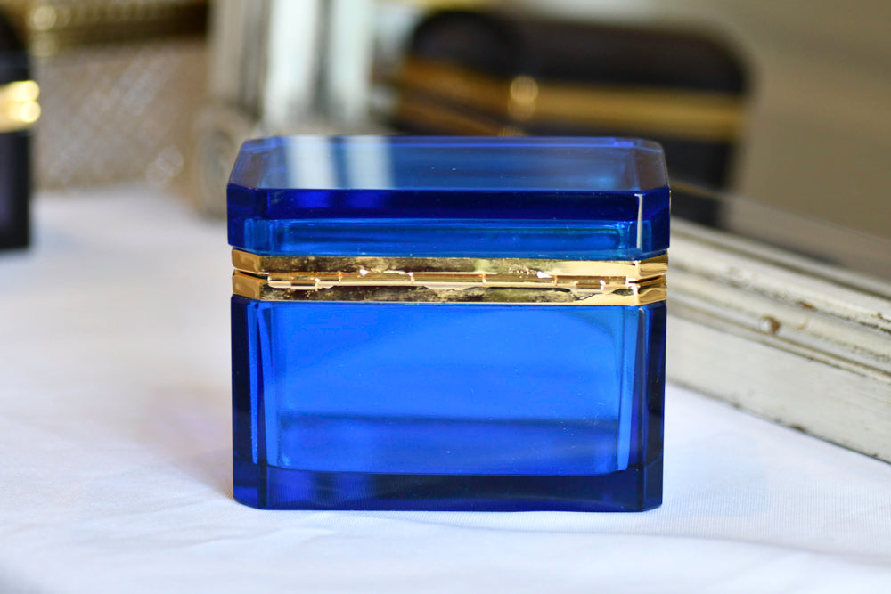Murano Style Blue Opaline Jewelry Box