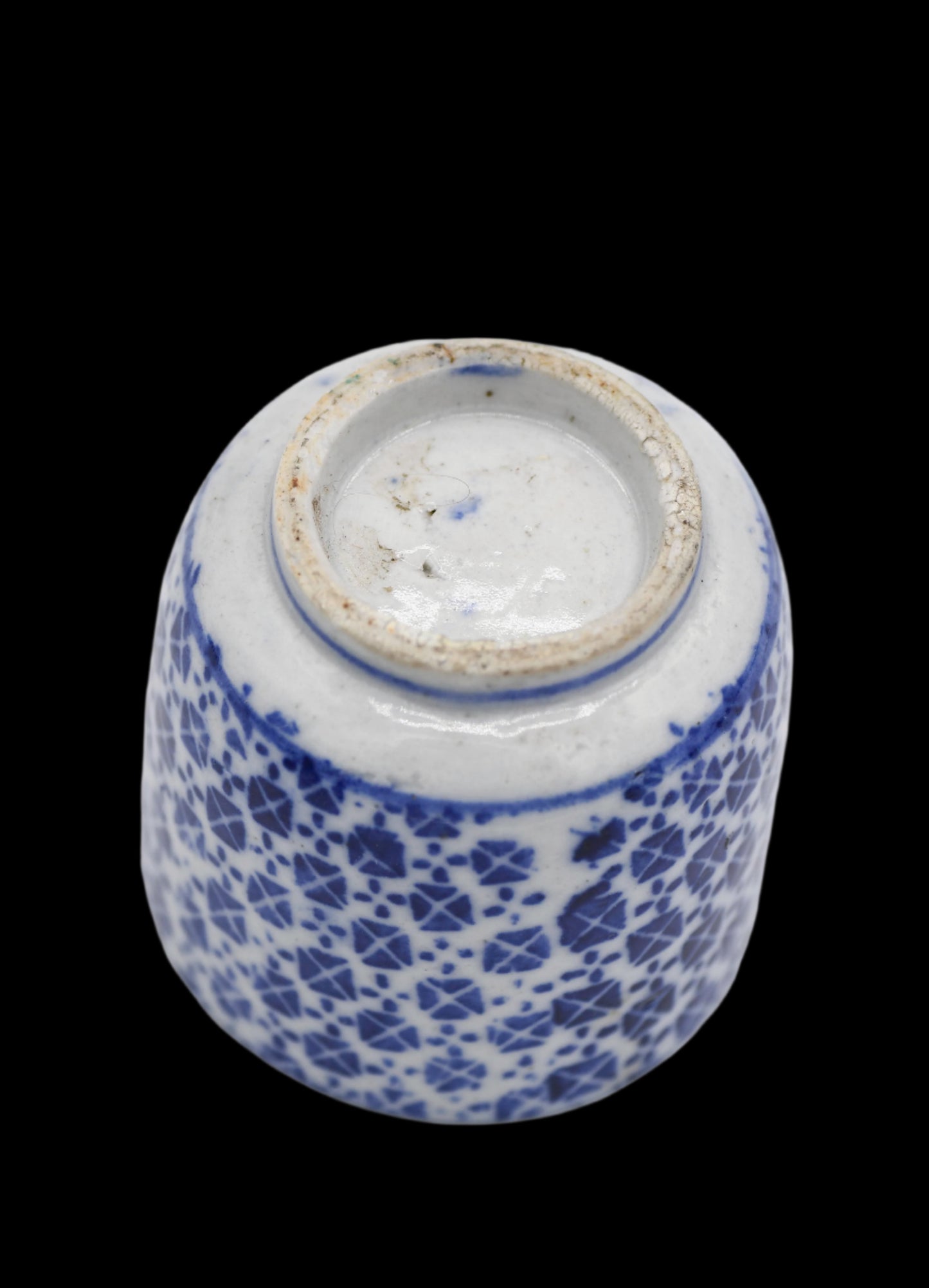 Blue and White Geometric Transfer Teacup