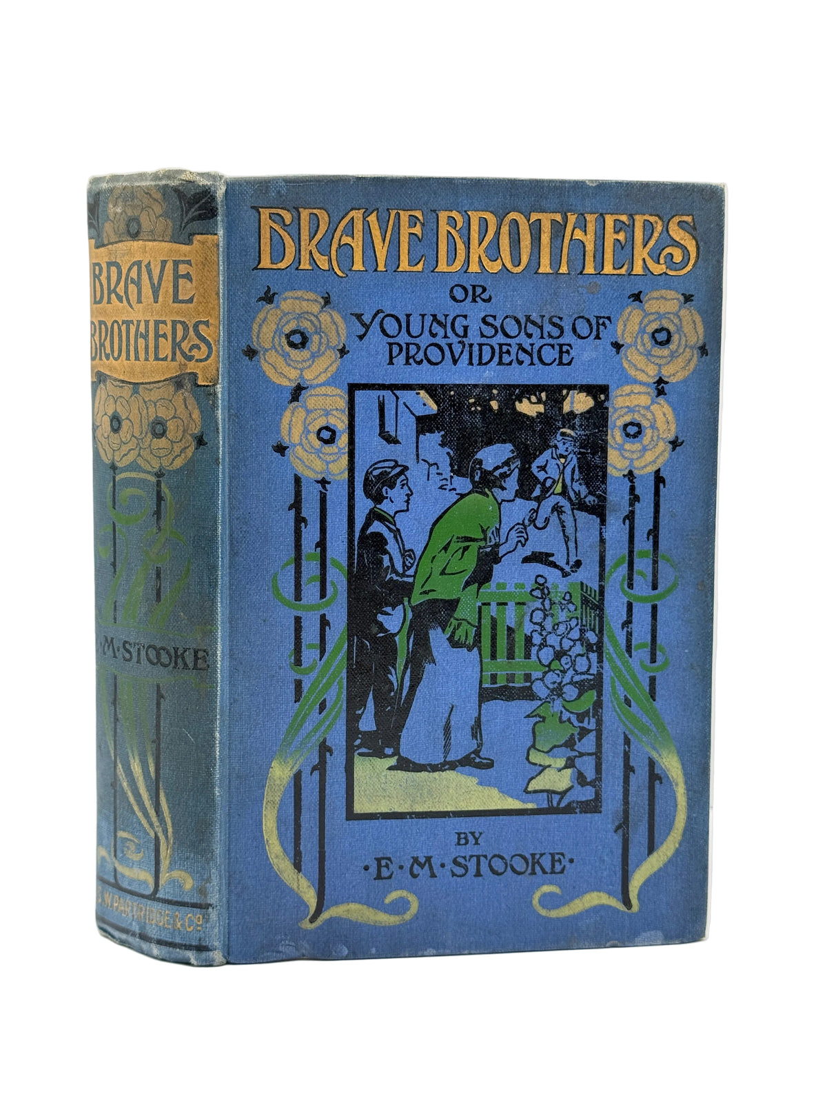 Vintage hardcover book titled "Brave Brothers or Young Sons of Providence" by E. M.