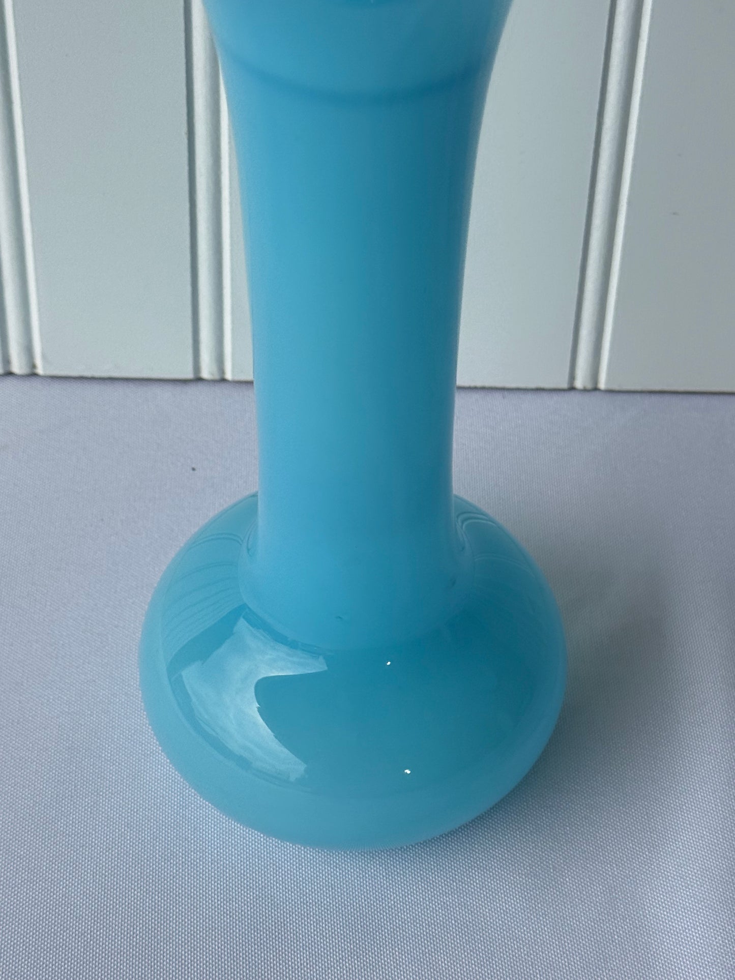 Vintage Murano Style Blue Opaline Vase, 9”