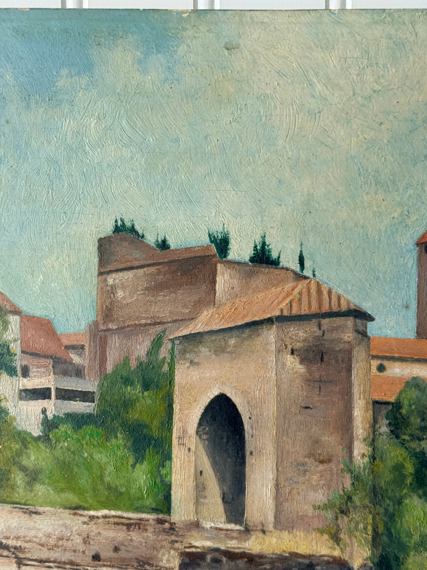 Sauveterre-de-Bearn & Pont de la Légende French Oil Painting, 16”