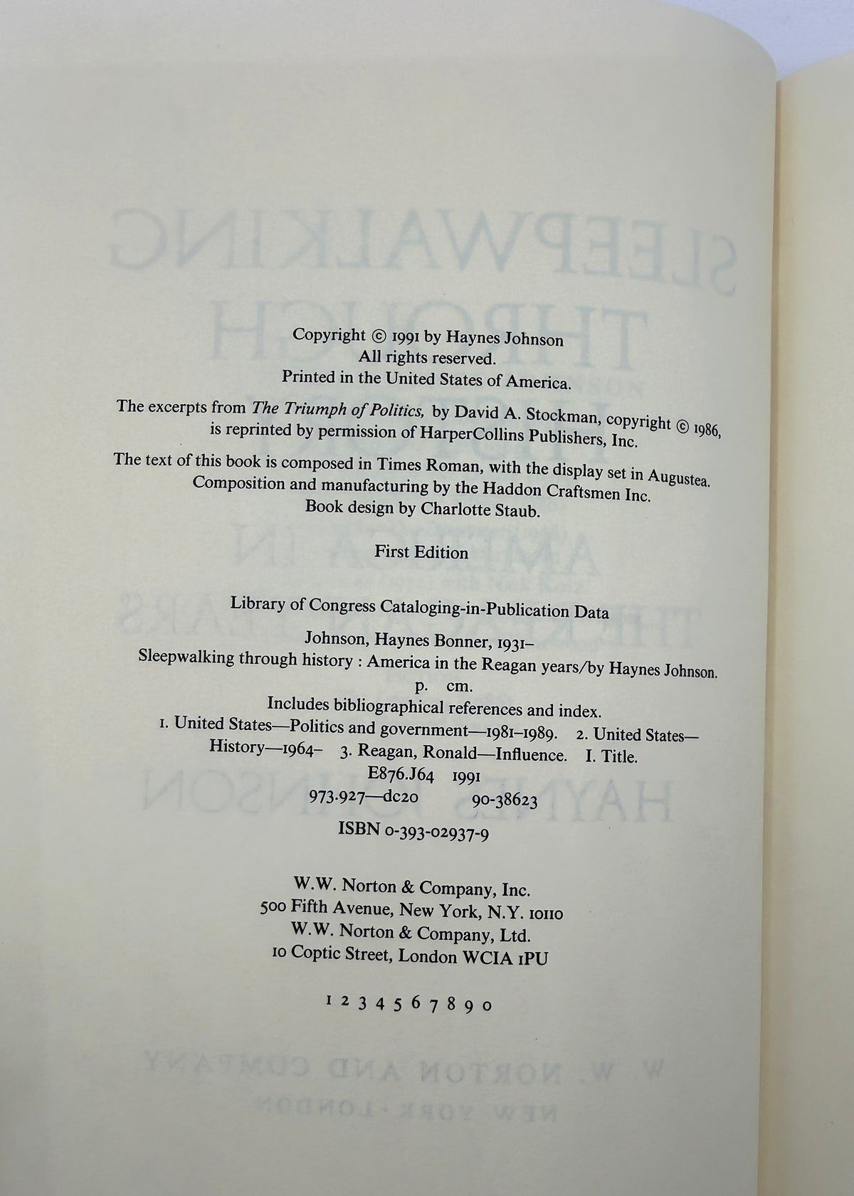 Sleep Walking Through History by Haynes Johnson, 1991