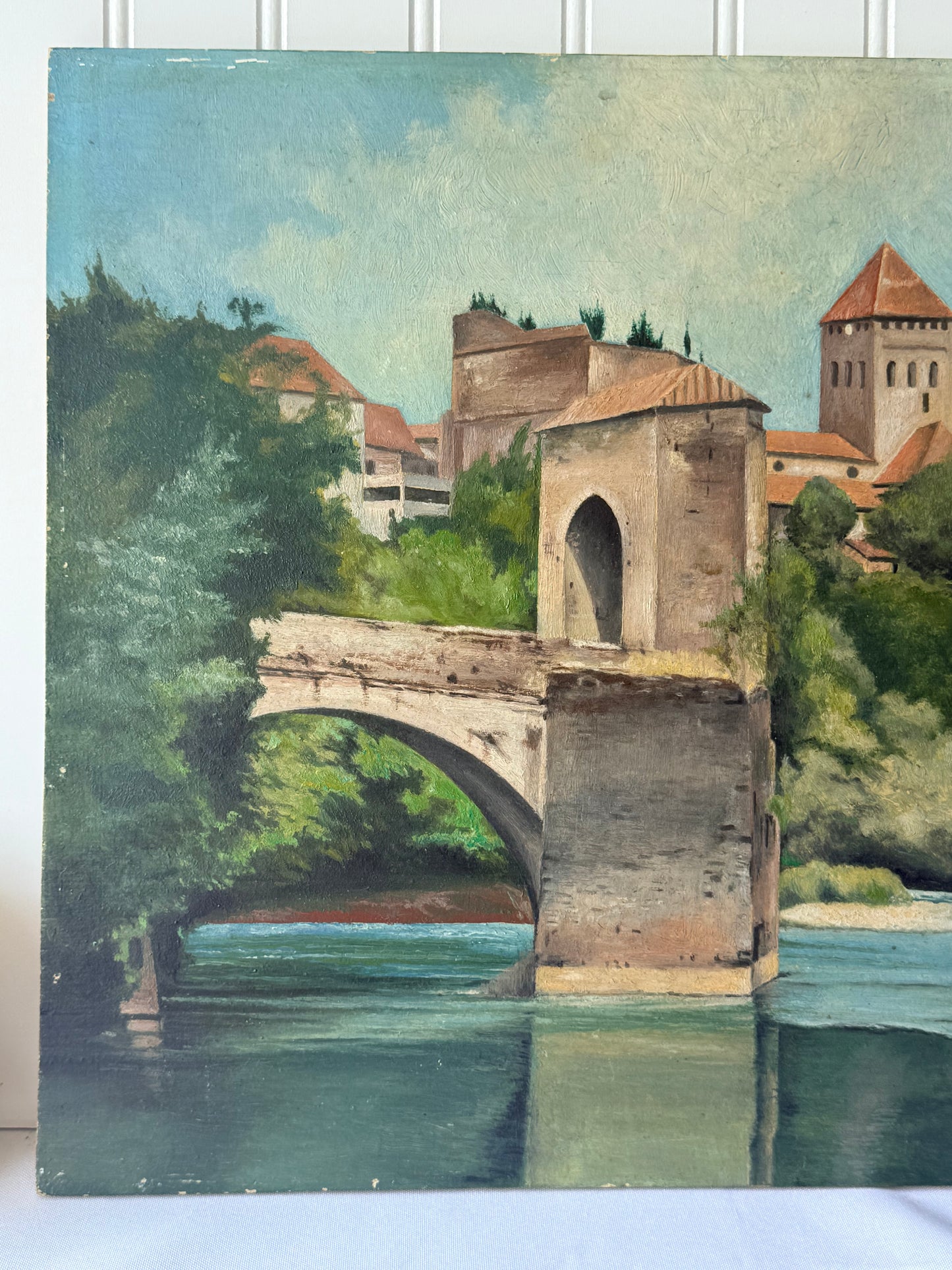Sauveterre-de-Bearn & Pont de la Légende French Oil Painting, 16”