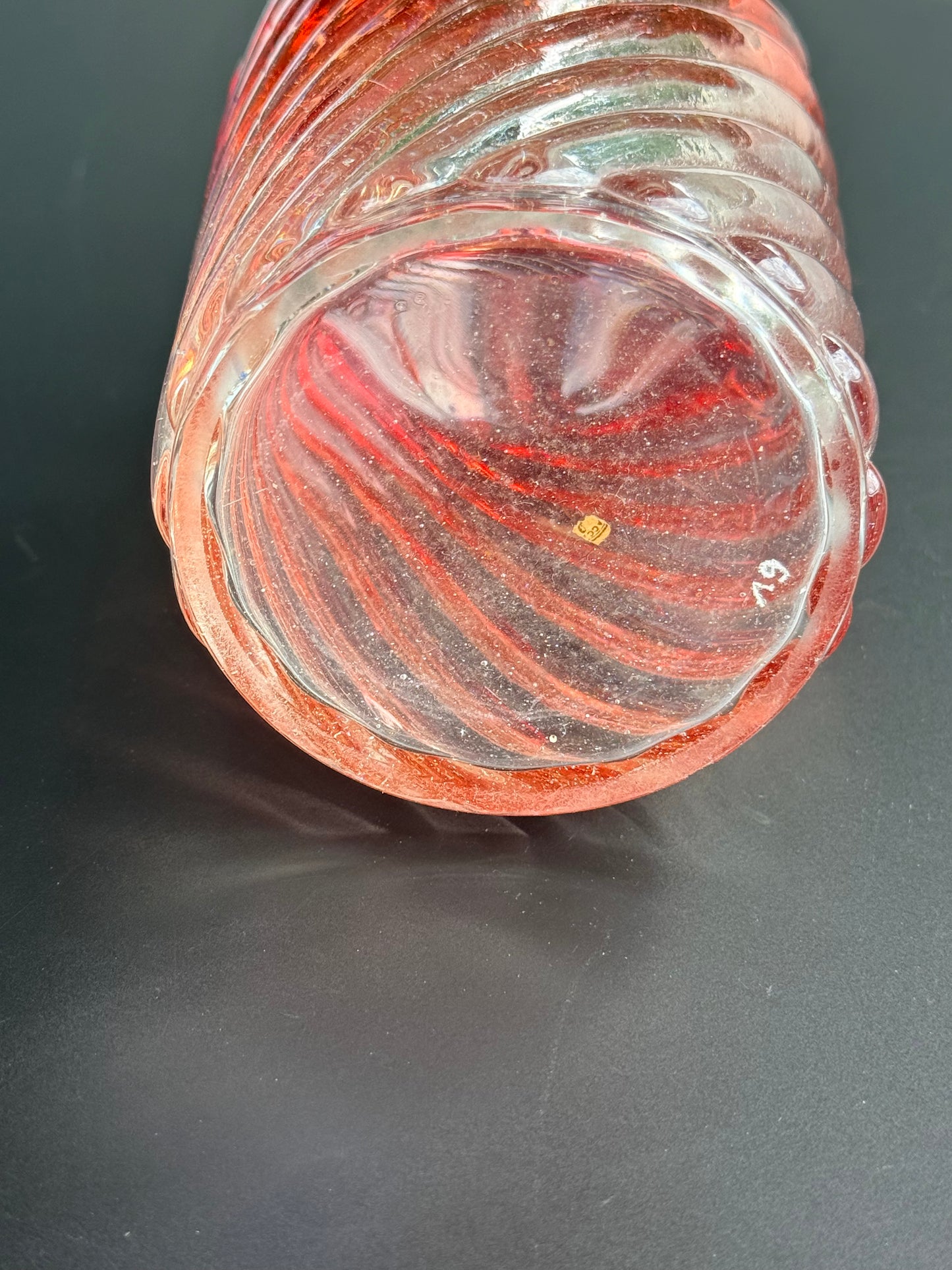 Baccarat Cranberry Swirled Glass Perfume Bottle, 8”
