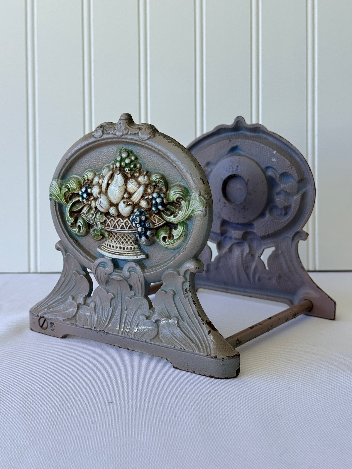 Judd Style Floral Basket Cast Iron Decorative Bookends