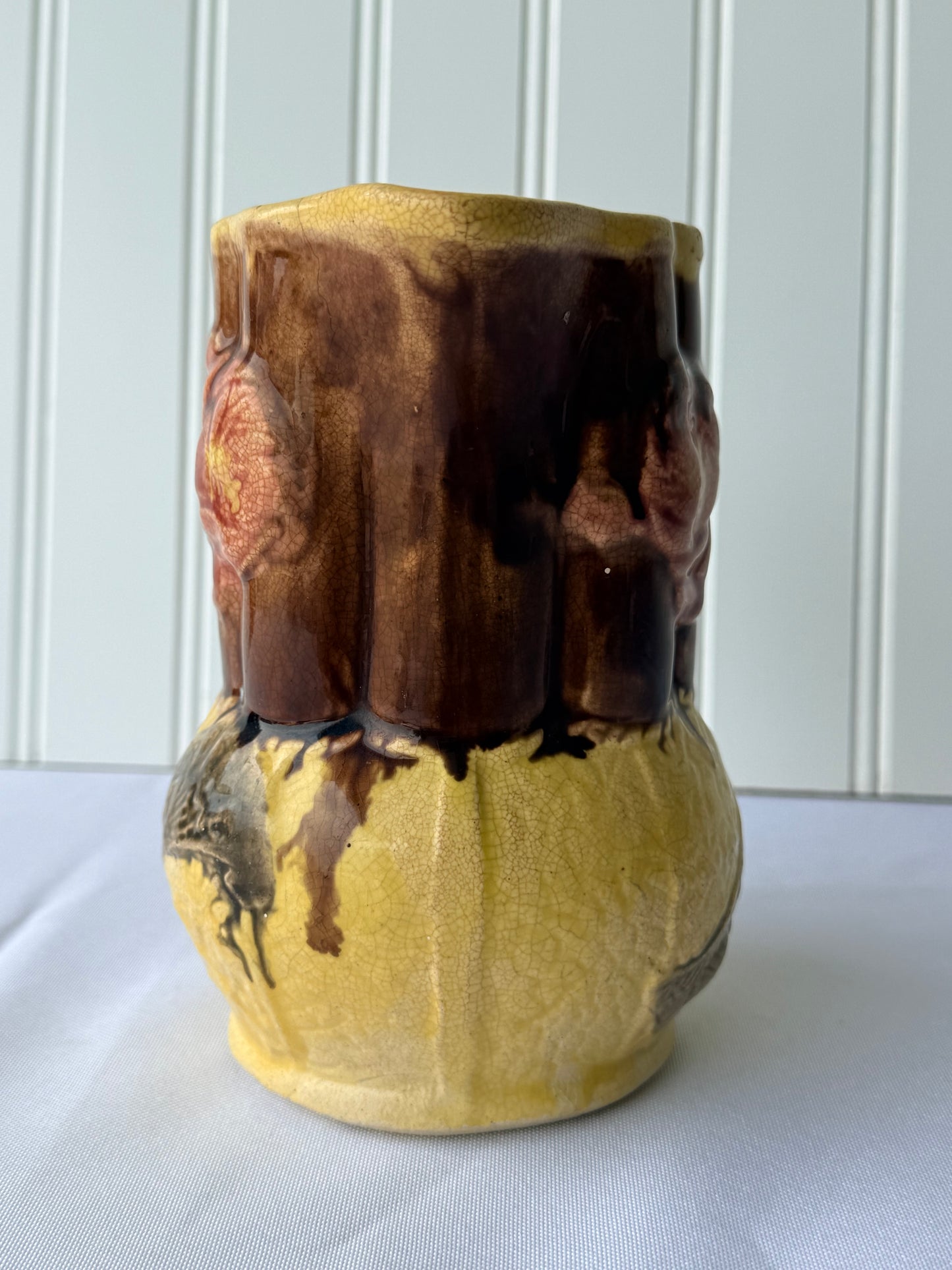 European Majolica Rose Pitcher