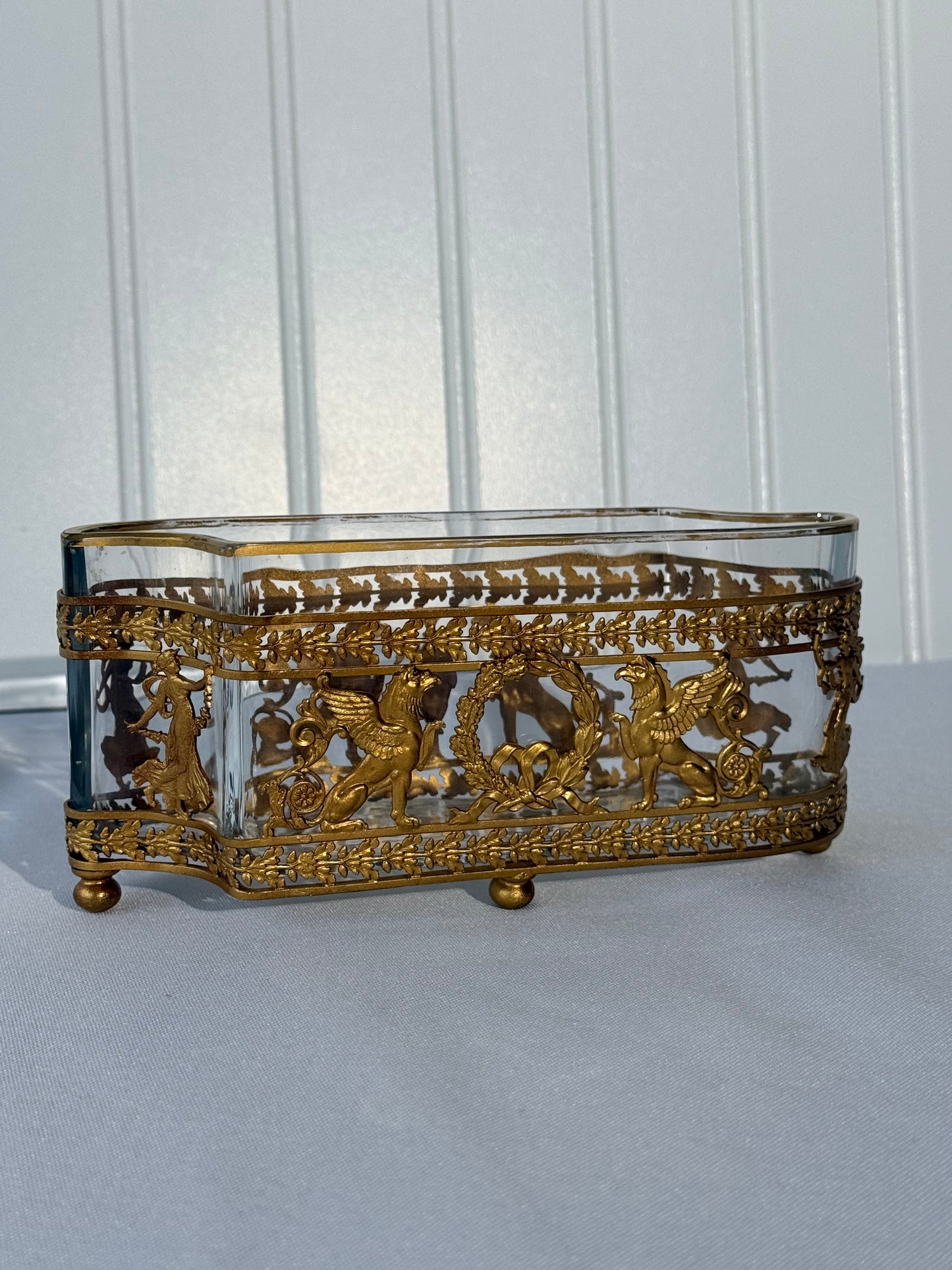 French Neoclassical Gilt Bronze and Crystal Jardiniere Container