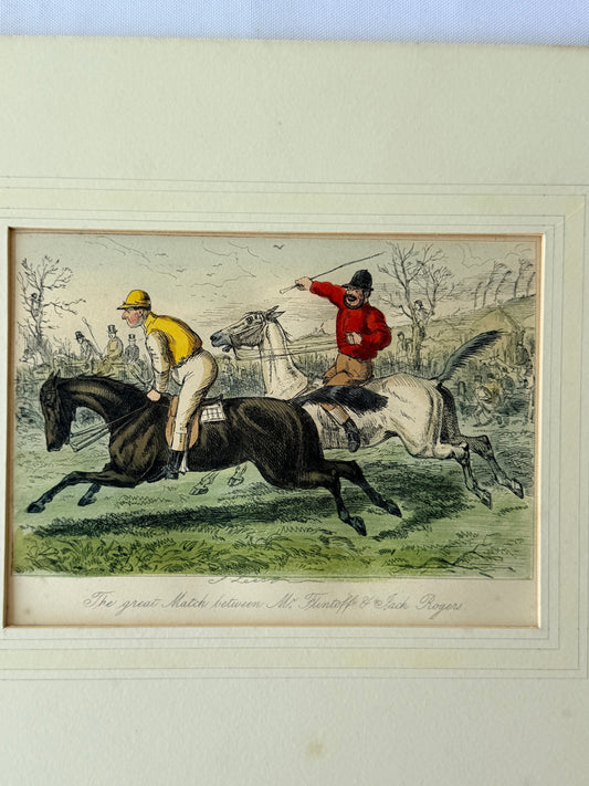 John Leech Equestrian Etching, 1850’s DSM Vintage