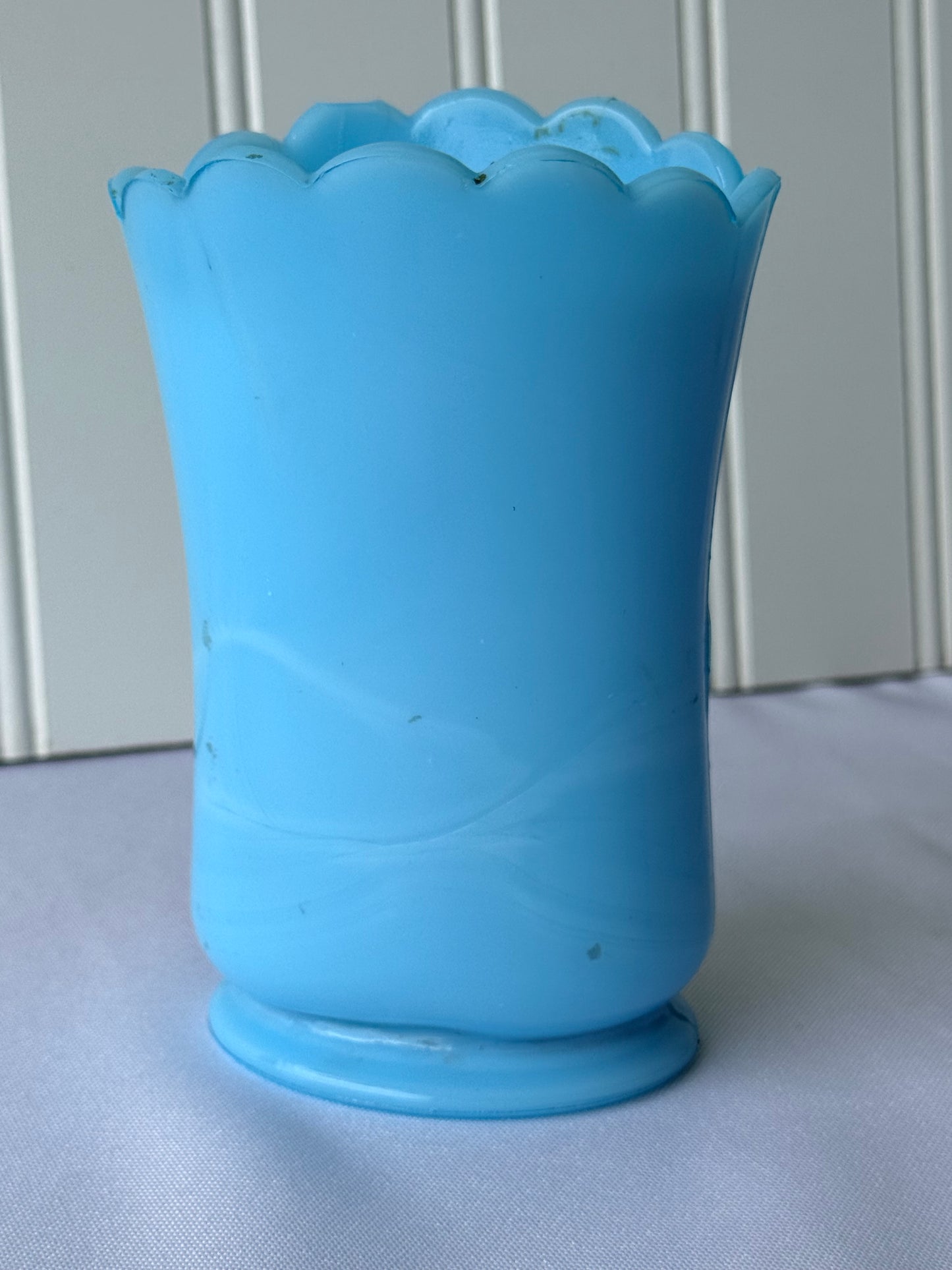 Vintage Blue Opaline Style Vanity Holder, 5”
