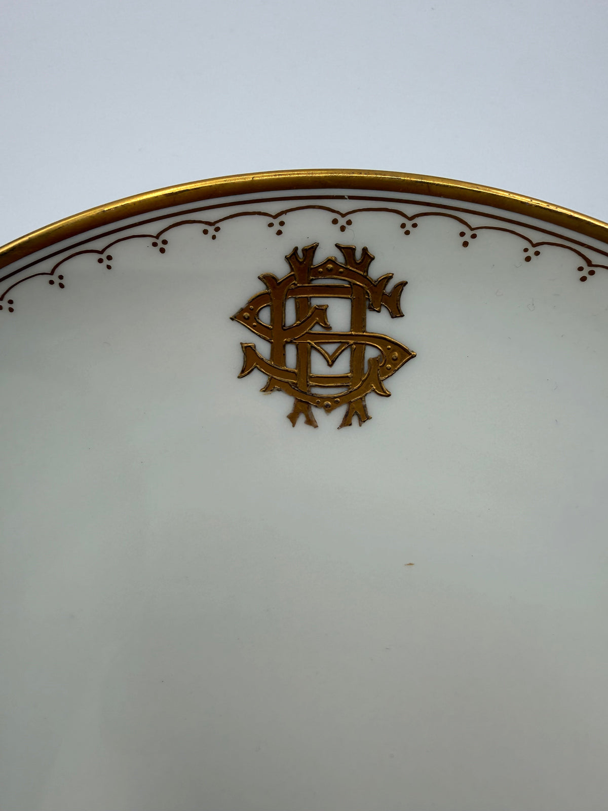 Haviland France Gold and White Plate, 8” DSM Vintage