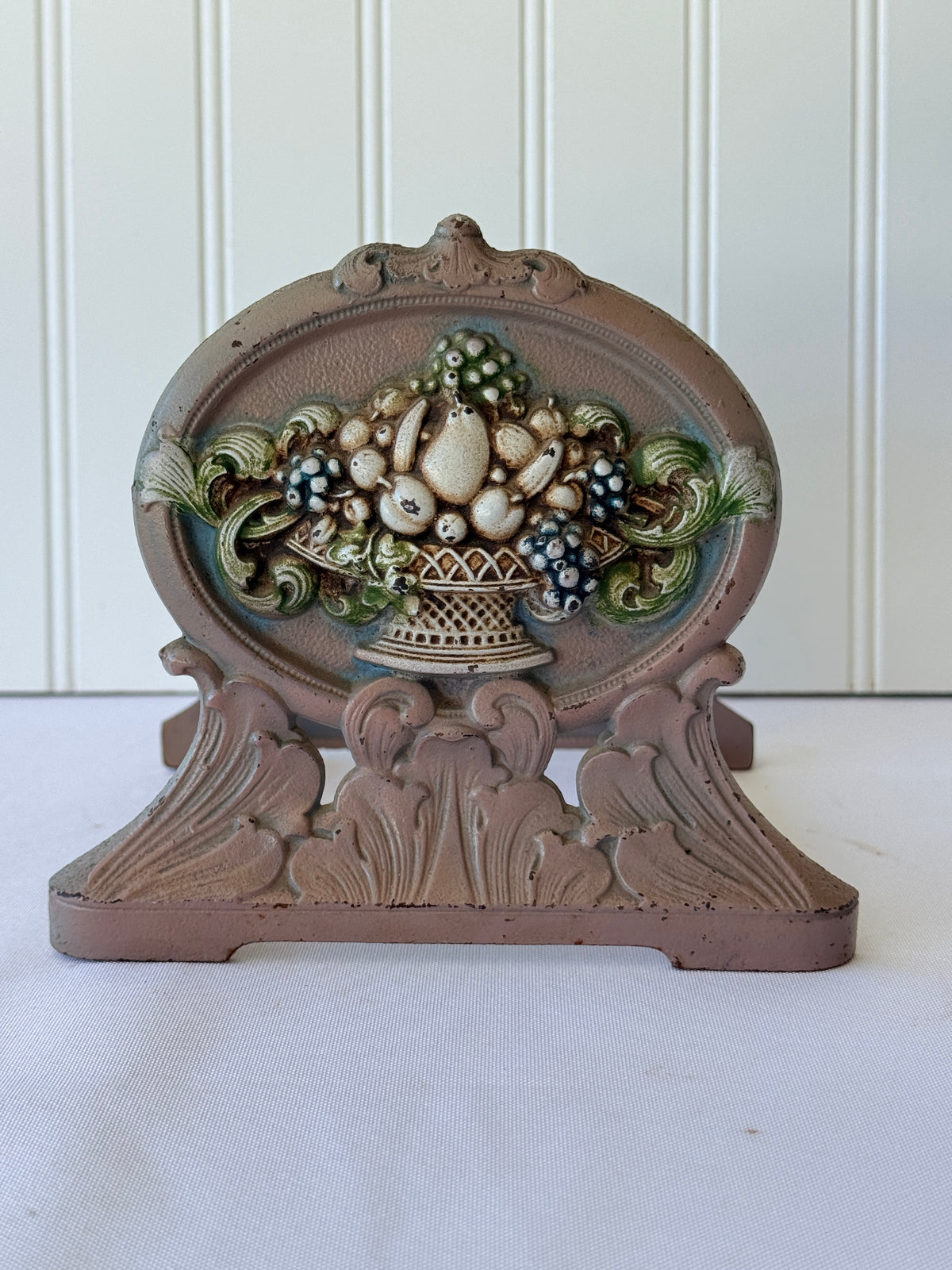 Judd Style Floral Basket Cast Iron Decorative Bookends