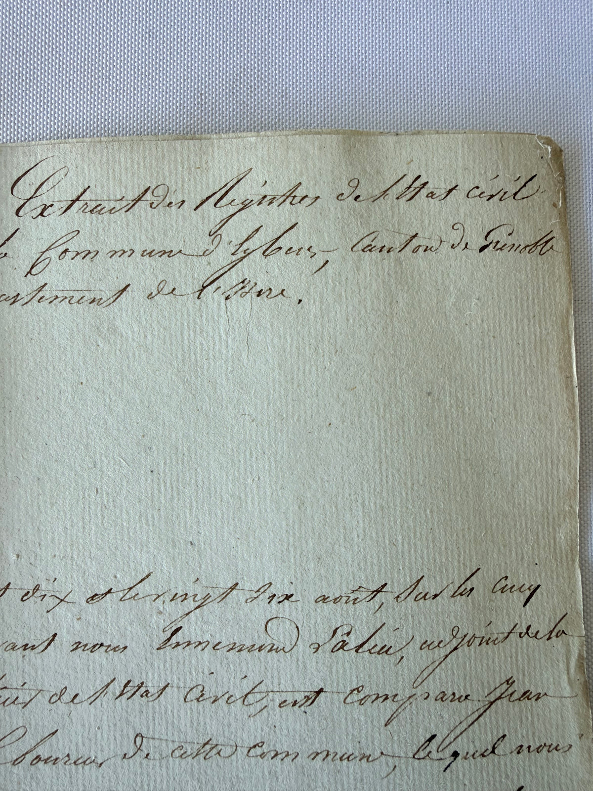 French Handwritten City Hall Document, 1828, Grenoble