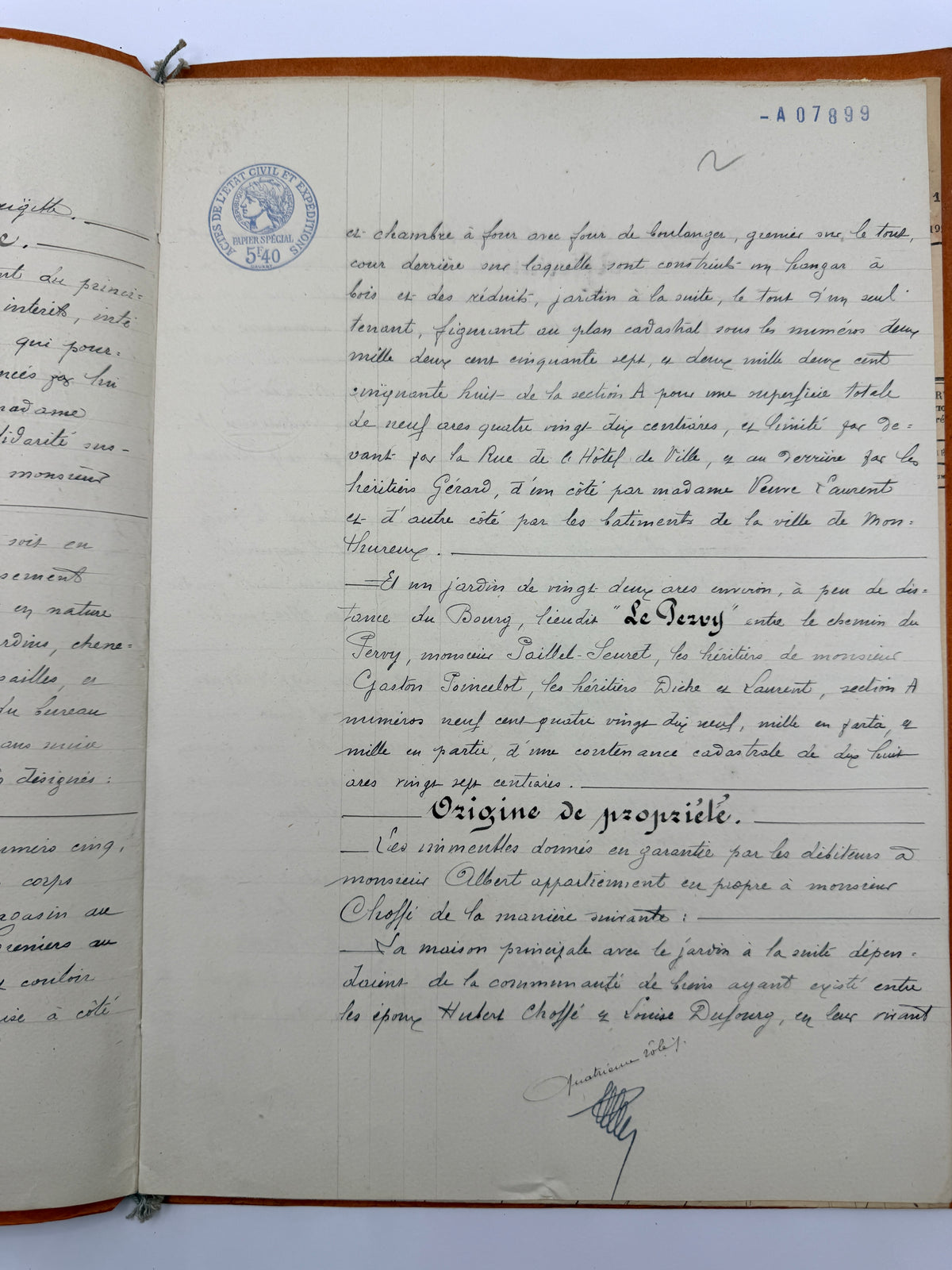 French Vintage Handwritten Bond Document, 1931