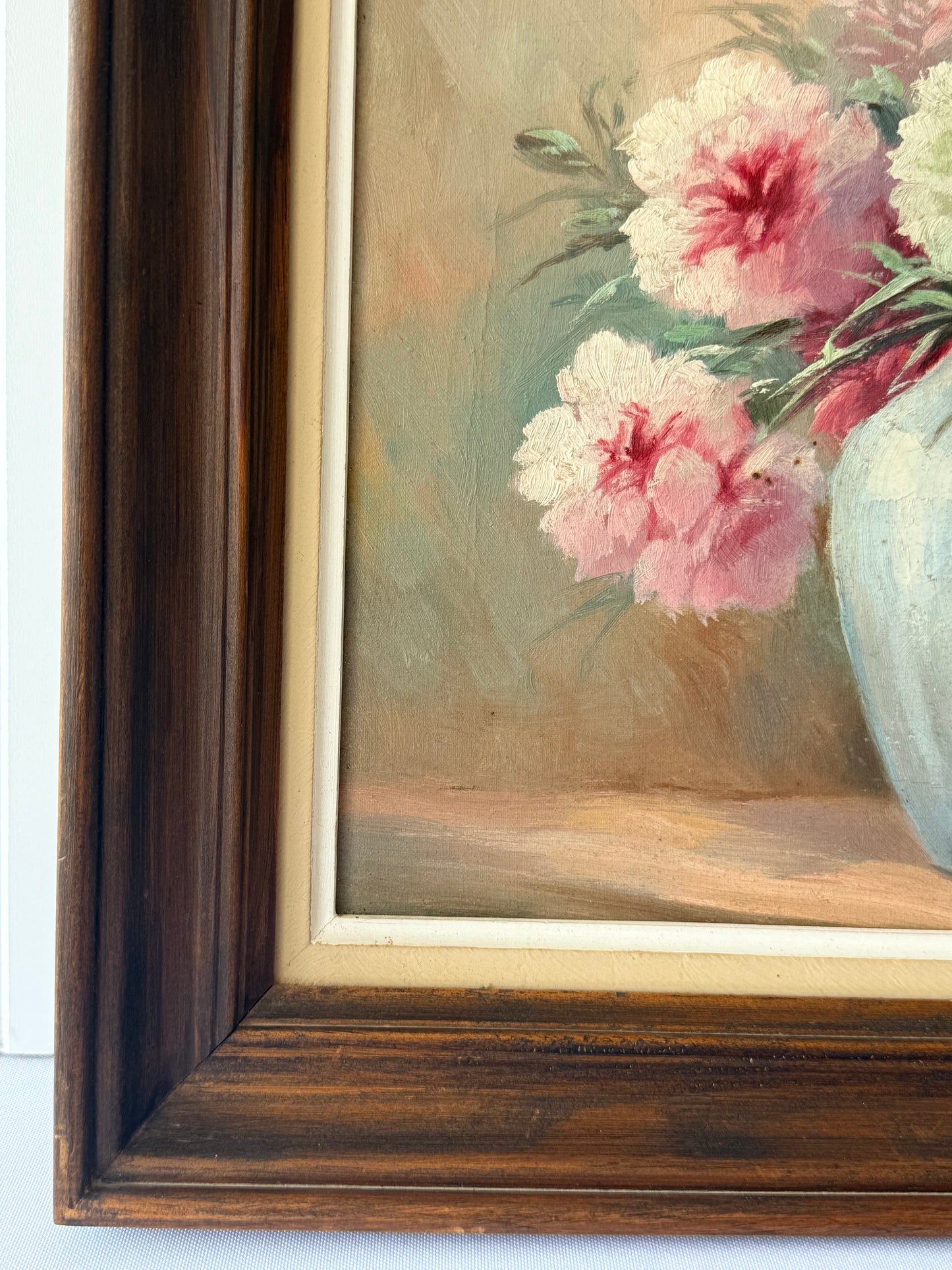 Vintage French Floral Still Life Oil Painting, 16”