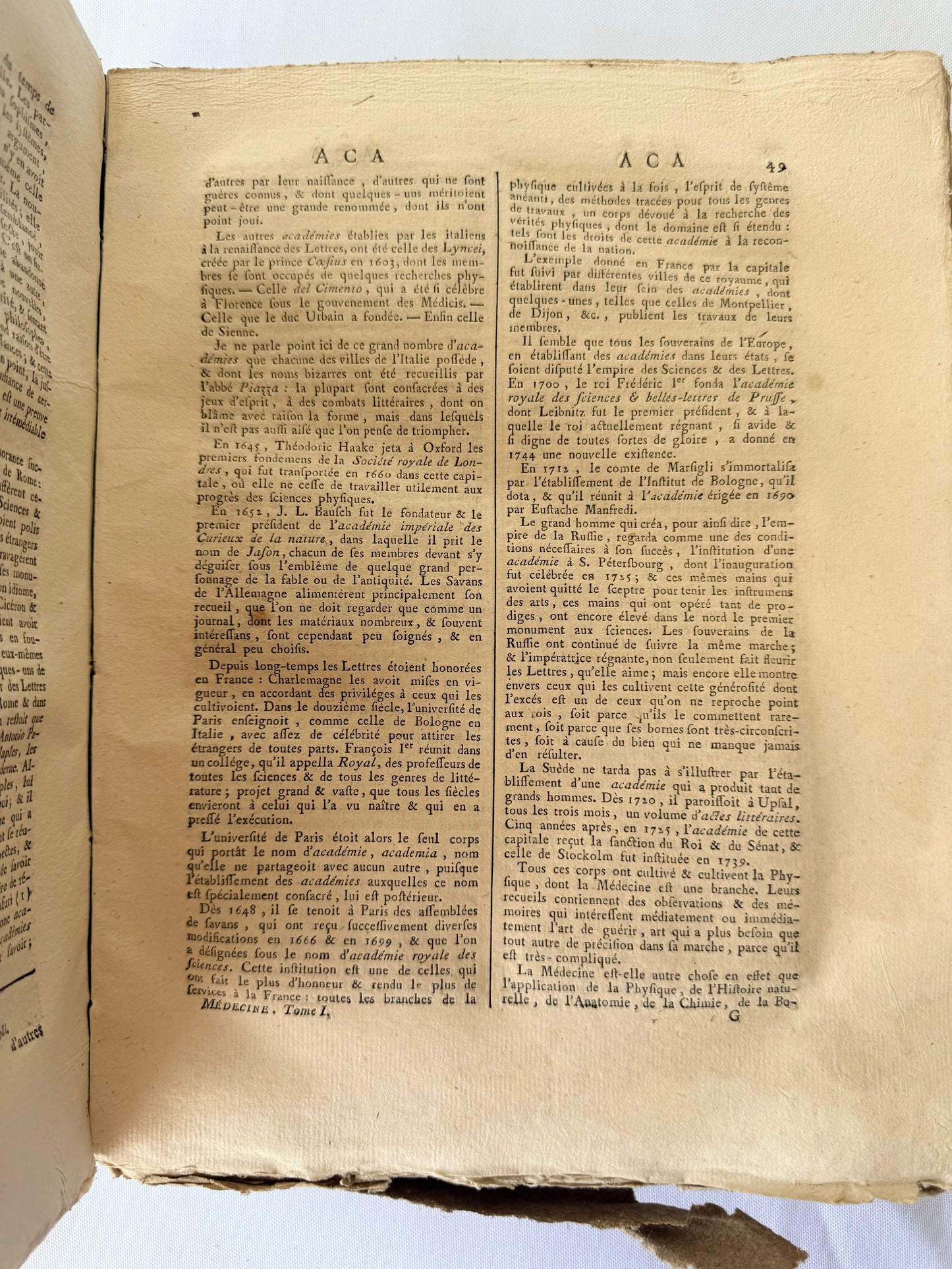 Large French Medical Dictionary Encyclopedia, 1787