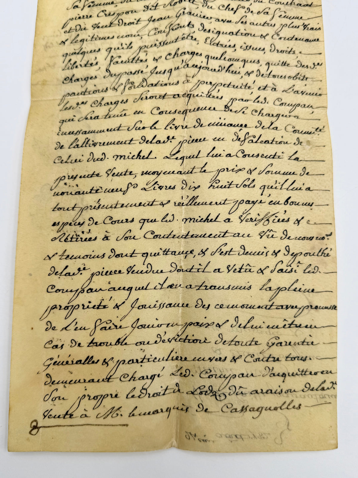 French Handwritten Document on Vellum Paper, 1790 DSM Vintage