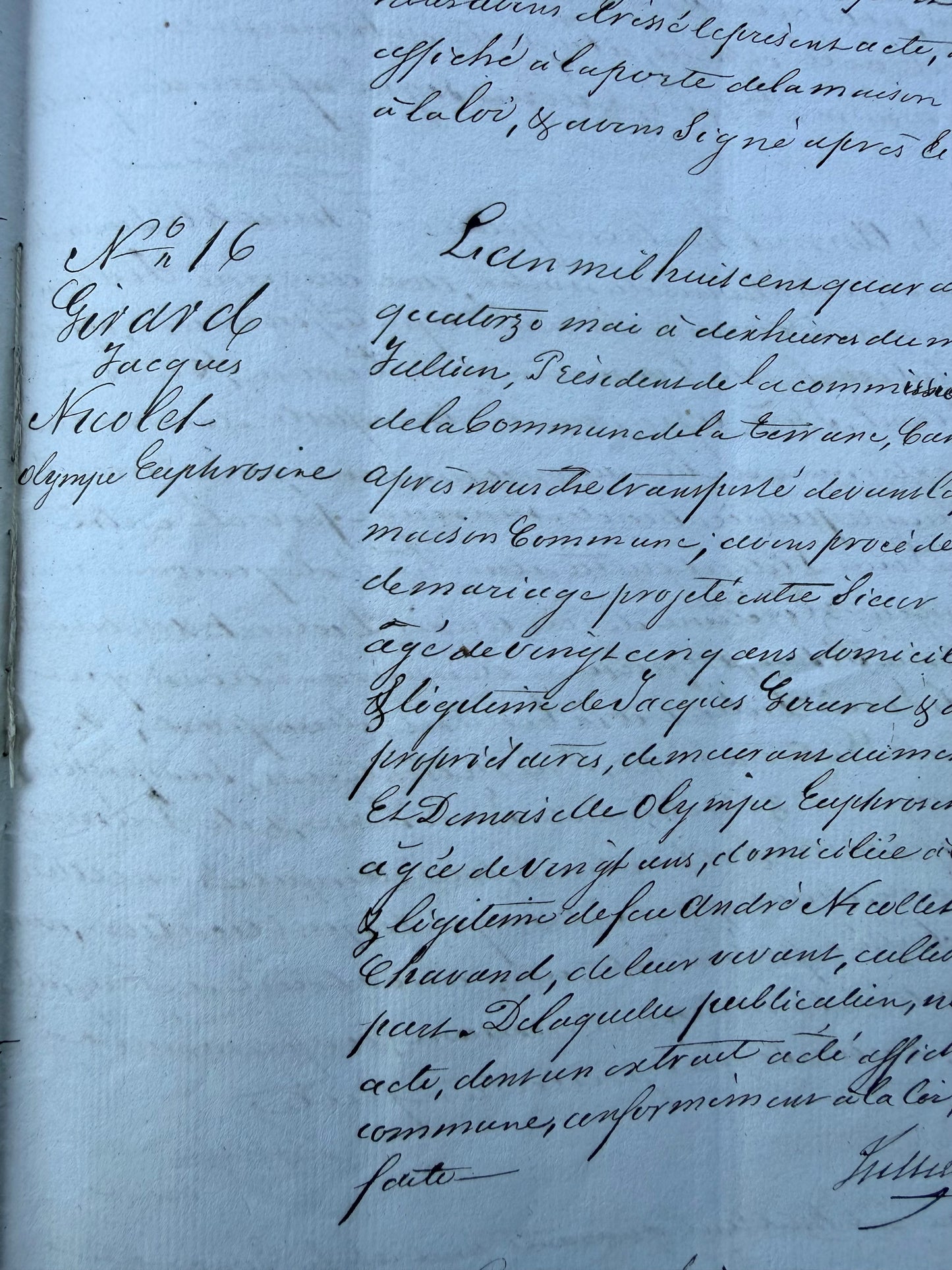 French Handwritten Marriage Registration Document, 1848