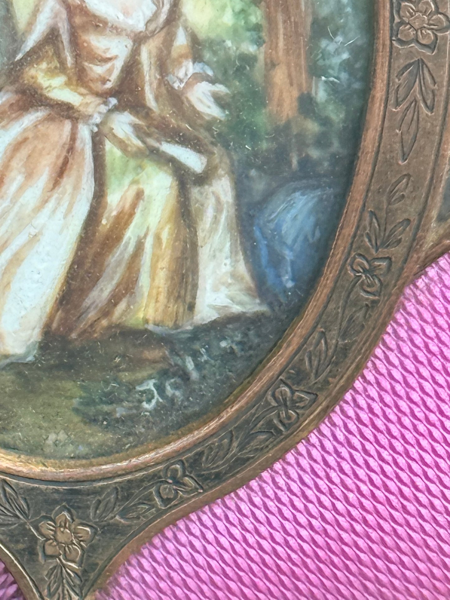 French Bronze Enamel Jewelry Box with Miniature Painting