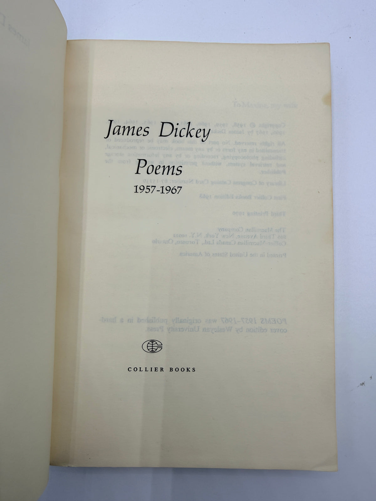 Poems by James Dickey, 1957-1967