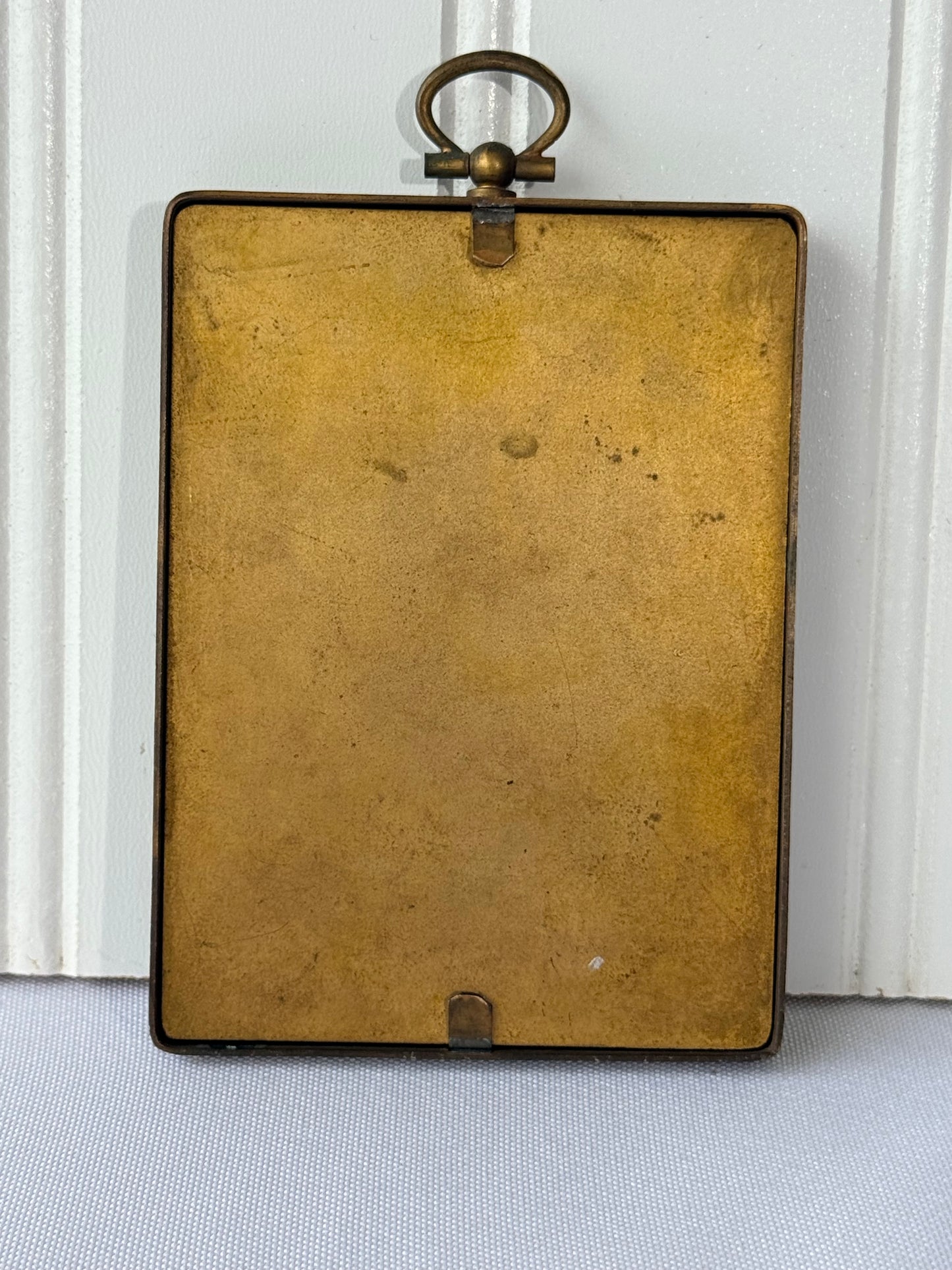 Antique Female Portrait in Metal Frame, 4”