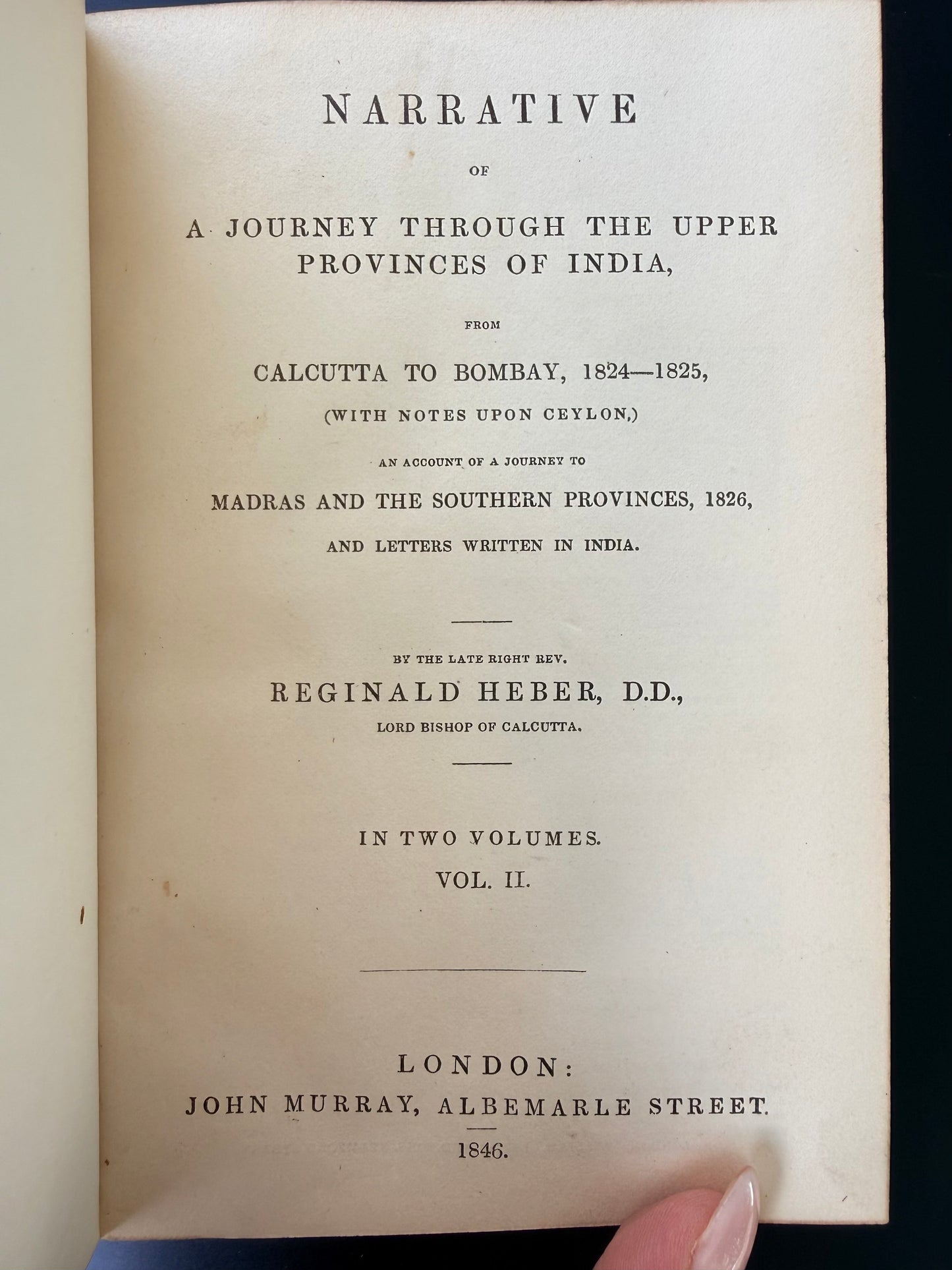 Reginald Heber, Narrative of a Journey Through the Upper Provinces of India, 1846