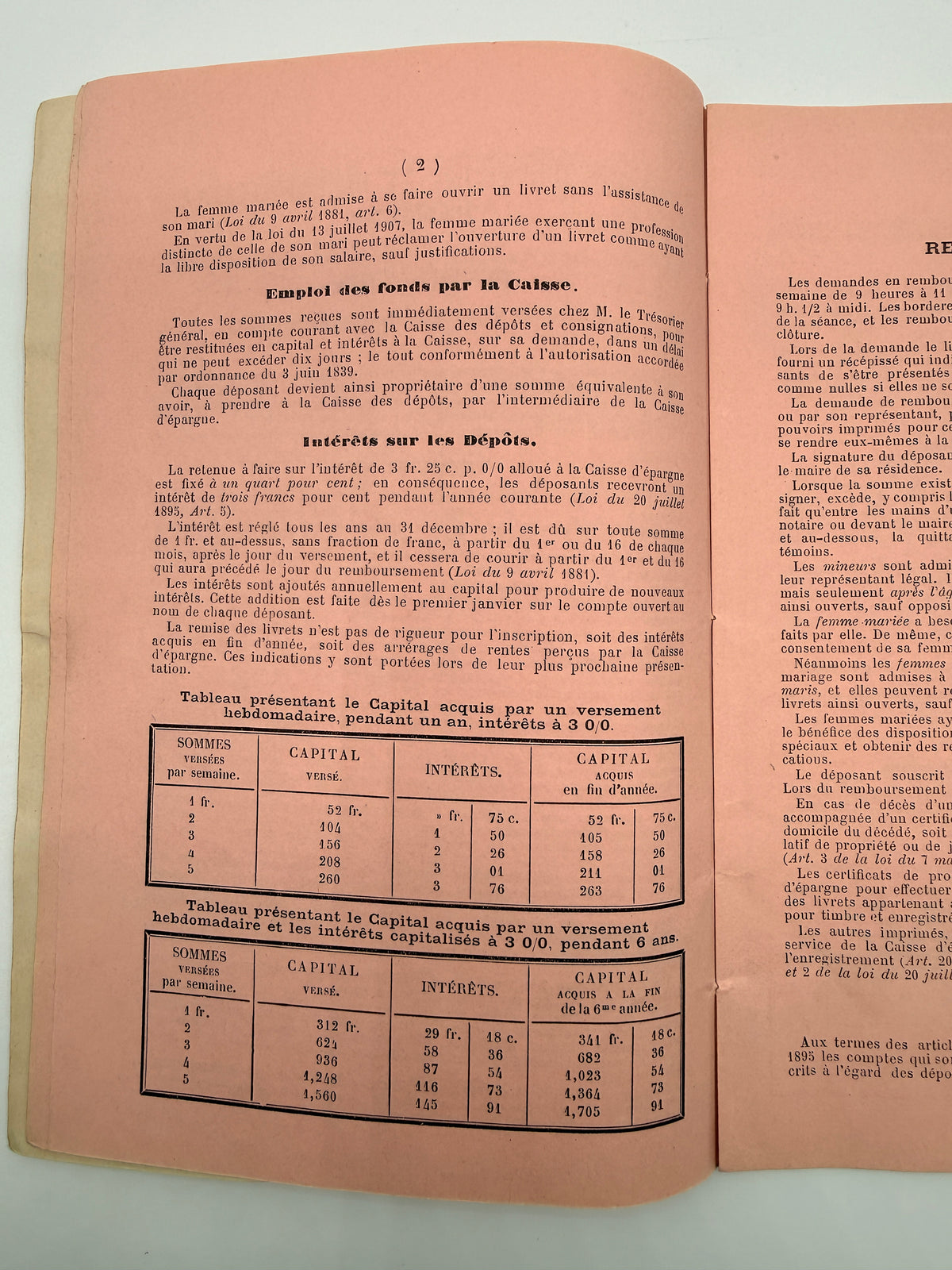Vintage French Pink Paper Bank Booklet for Account Transactions